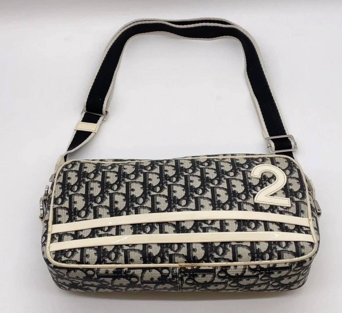 Authentic Christian Dior Trotter PVC Leather Black No.1 Shoulder Bag
