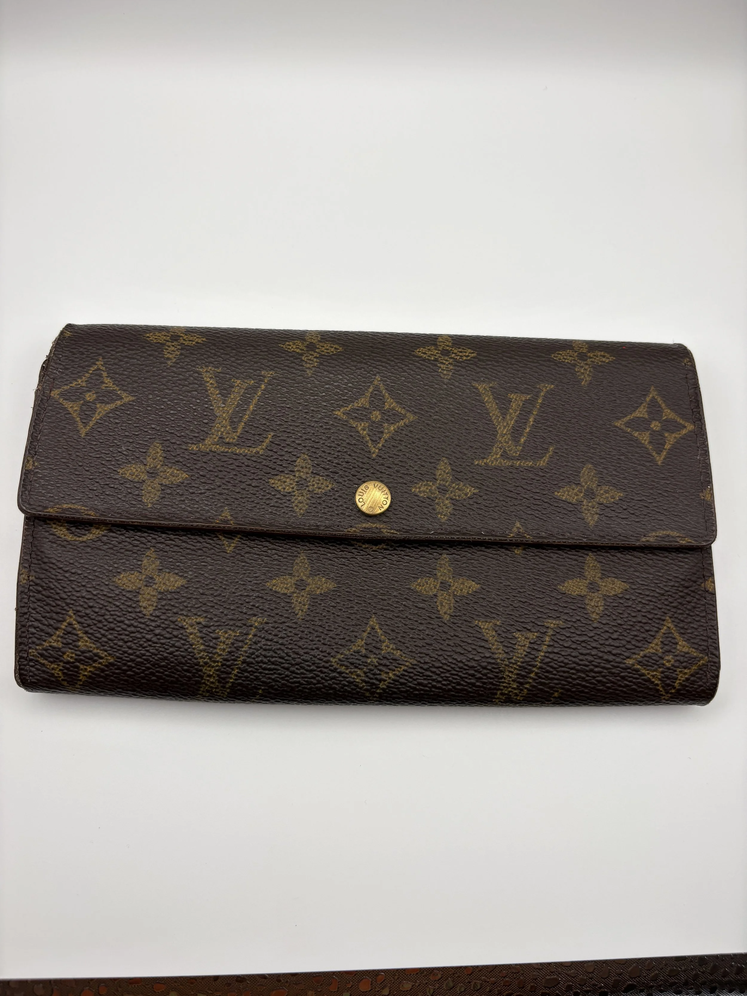 Restored- Authentic Louis Vuitton Monogram Pochette Porte-Monnaie Crédit Long Wallet Brown