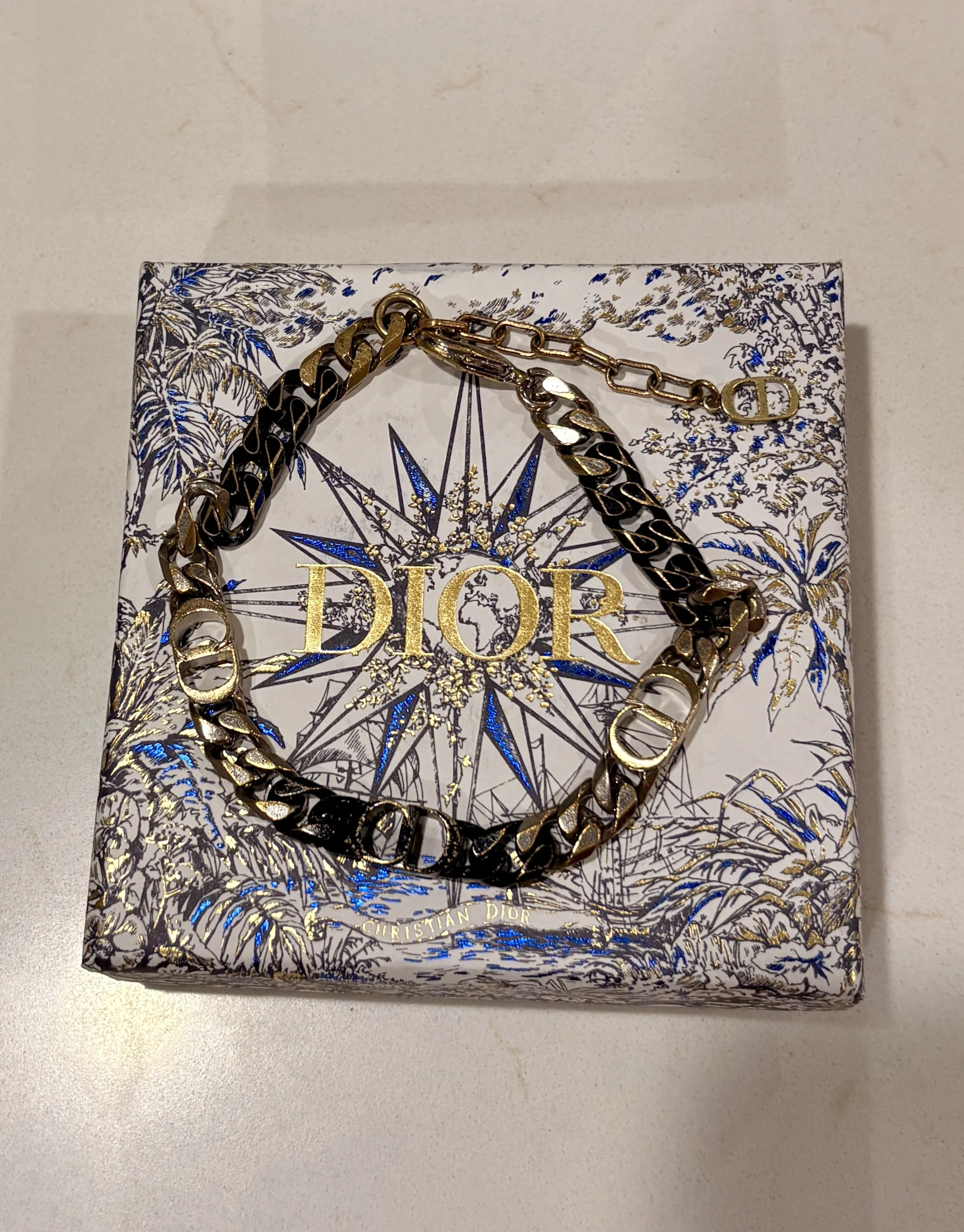 Dior CD Icon Chain Link Bracelet gold, silver and Black 18.08g W/box- Authentic Pre-Owned