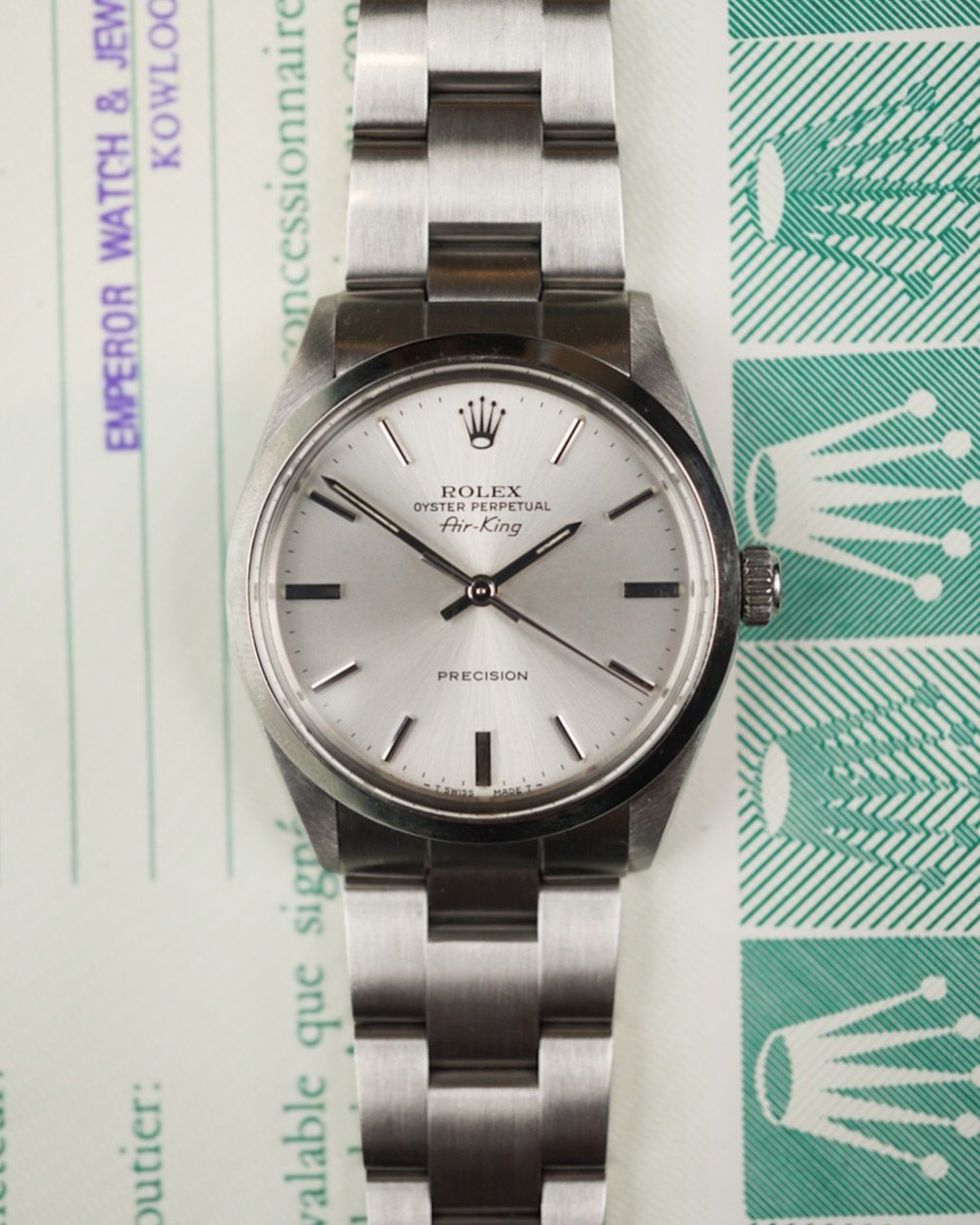 Rolex Air-King 5500 &mdash; a no-fuss classic from a time when watches were built for a purpose. Clean lines, a crisp time-only dial, and quiet confidence on the wrist. Now available!