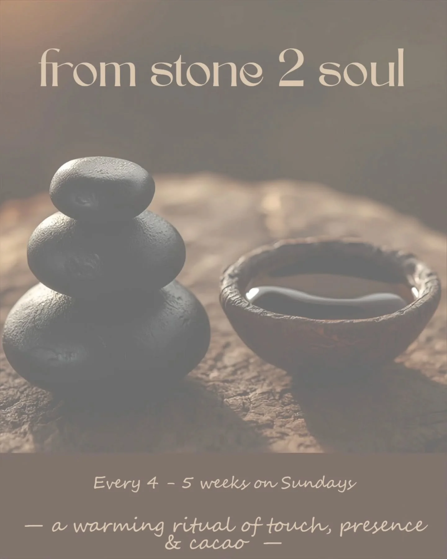 From Stone to Soul 🤍🔥

This is an invitation to slow right down.
To soften the body.
To listen beneath the noise.

Guided meditation meets warm stones, self-massage, and heart-opening cacao &mdash; a ritual designed to bring you home to yourself.

