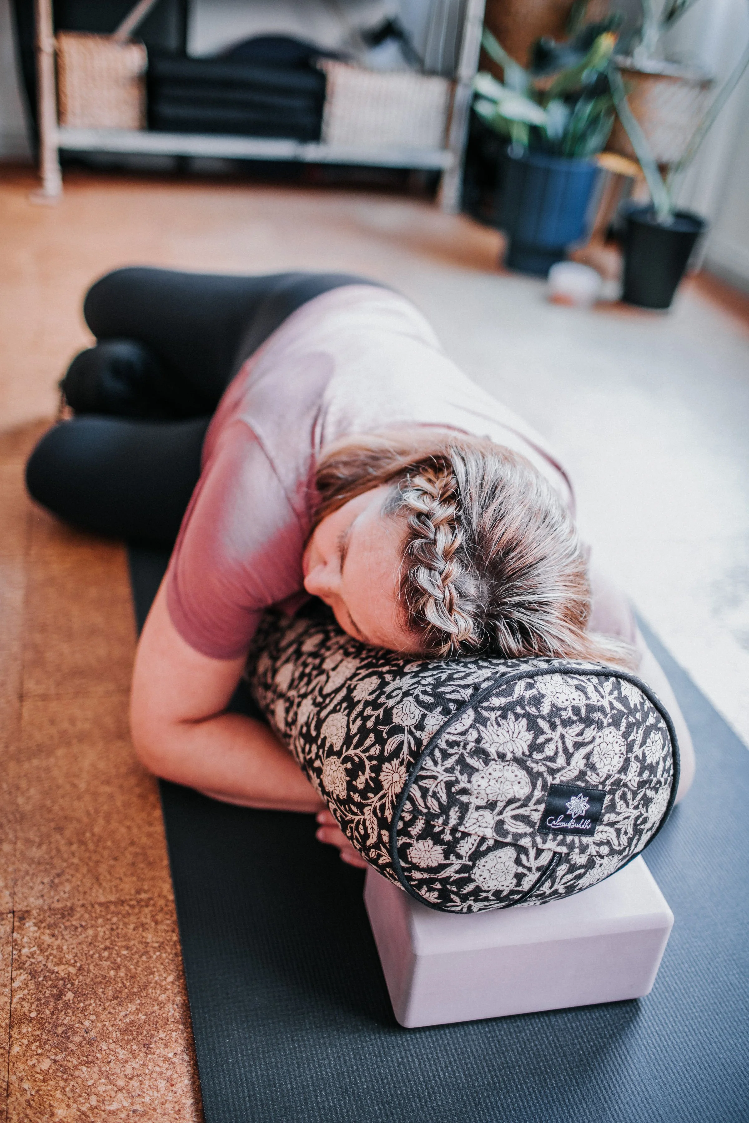 Restorative yoga pose in a 5 week yoga series in Kingsley