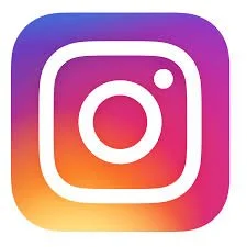 Instagram logo with a colorful gradient background and a white camera icon in the center.