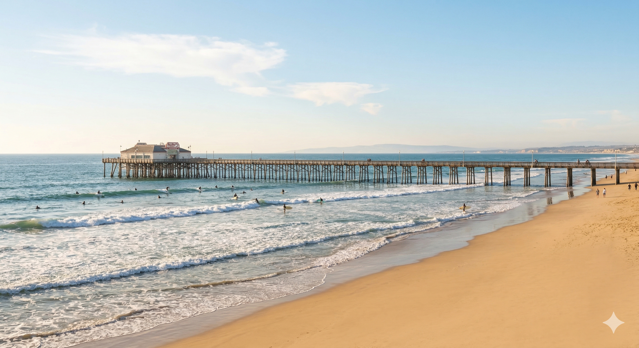 A sunset over the iconic Huntington Beach Pier, showcasing the local surf culture and community that the Interior Door and Closet Company team calls home.