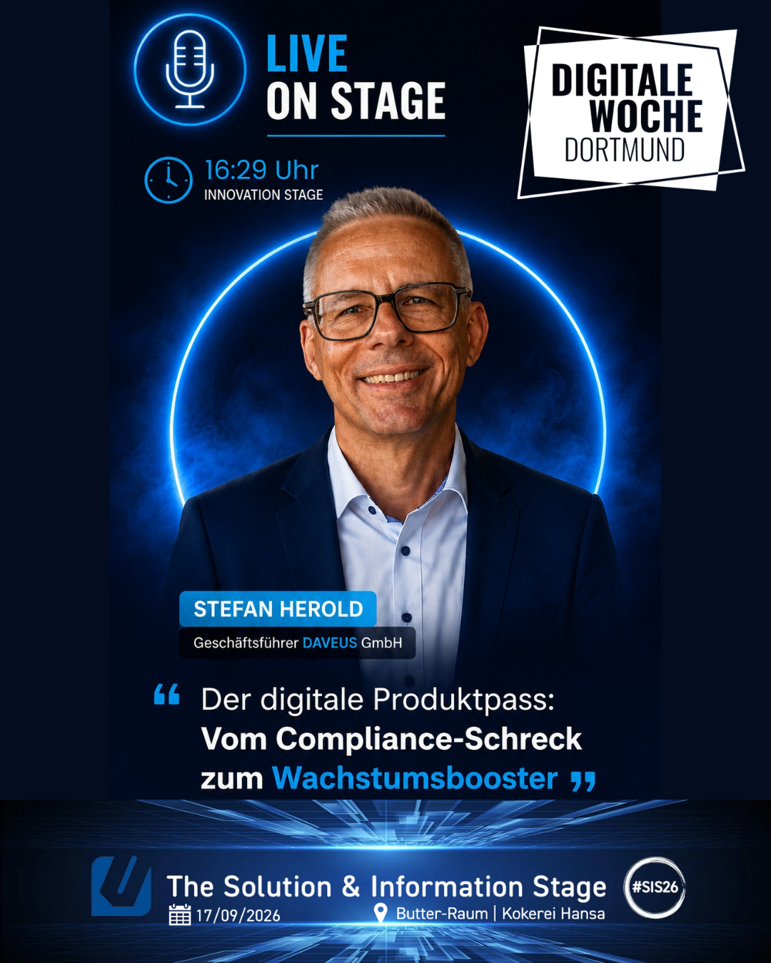 Werbebild mit Stefan Herold zum Livevortrag auf der SIS26