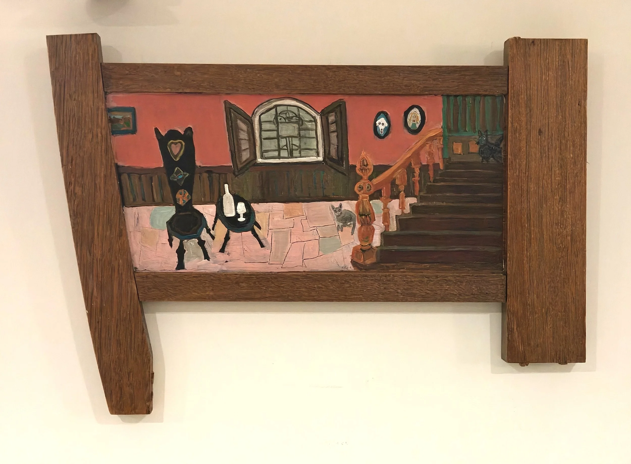 acrylic on oak bedhead panel