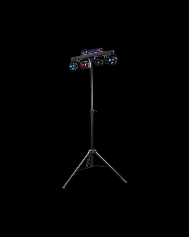 Angled view of Equinox Microbar Multi System Reloaded compact event lighting rig for rental