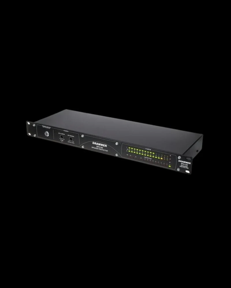 Angled view of Drawmer SP2120 rackmount speaker protector for rental