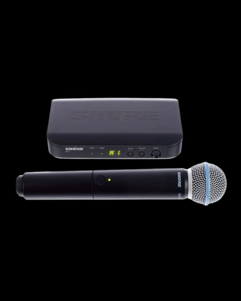 Shure BLX24/Beta58 K14 handheld wireless vocal microphone system + transmitter front view