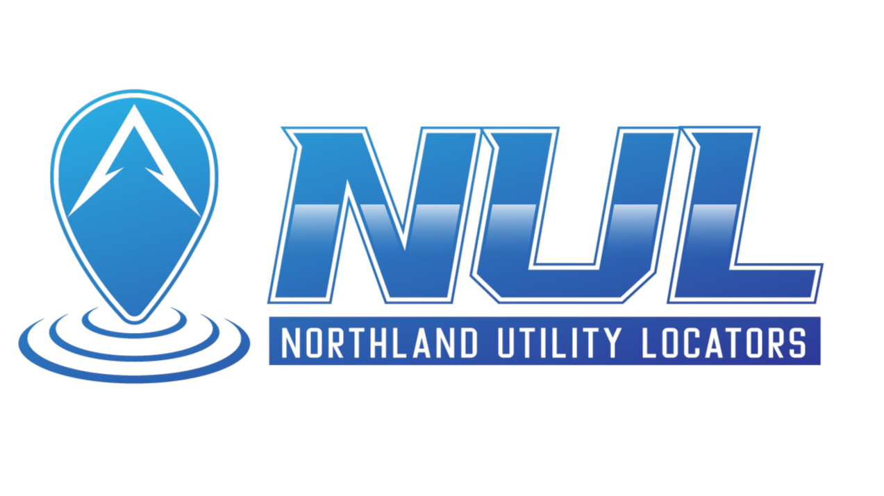 Logo for Northland Utility Locators (NUL) featuring a blue location pin with ripples and the company name in bold blue letters.