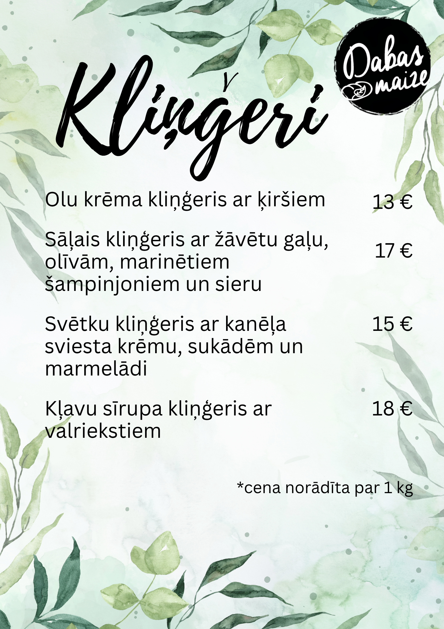 dabas maize kliņģeri