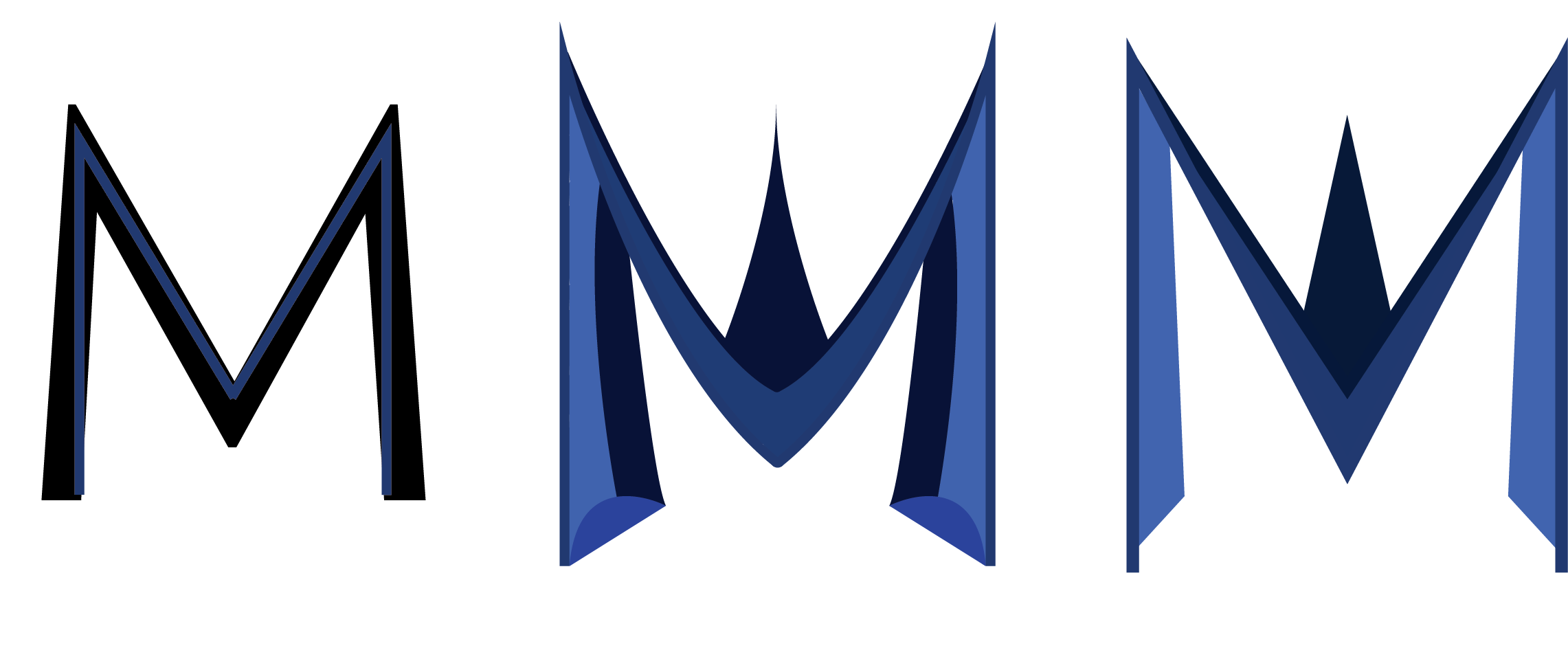 Ik begon met het experimenteren met de letter M, daarbij probeerde ik een soort elegantie te creëren. Wat dus naar wens op een kroon kon lijken. Vond echter dat het daardoor wat minder professioneel begon te lijken.