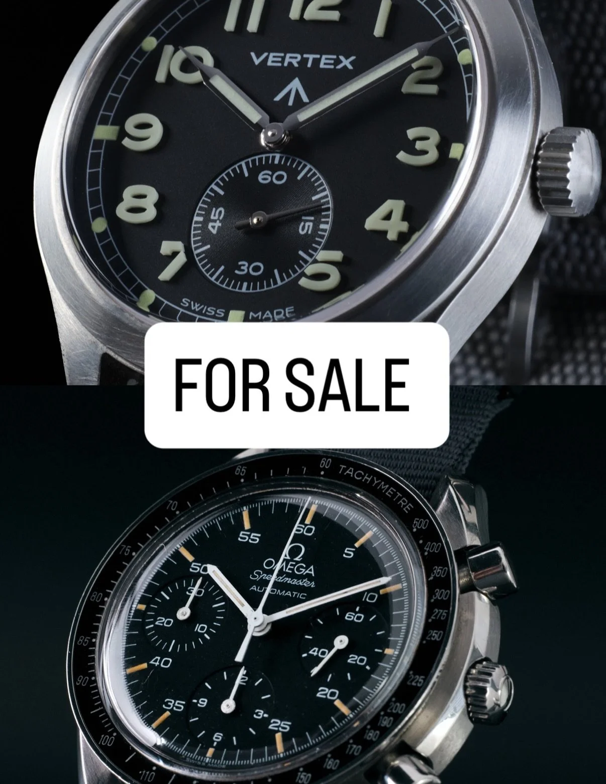 ‼️For Sale.

👉Vertex M100 - &pound;2350 
This is one of the first release models (2016) with hand wound ETA 7001 movement. It&rsquo;s such a brilliant watch with the most epic lume we&rsquo;ve seen. Comes with original Vertex steel bracelet, vertex 