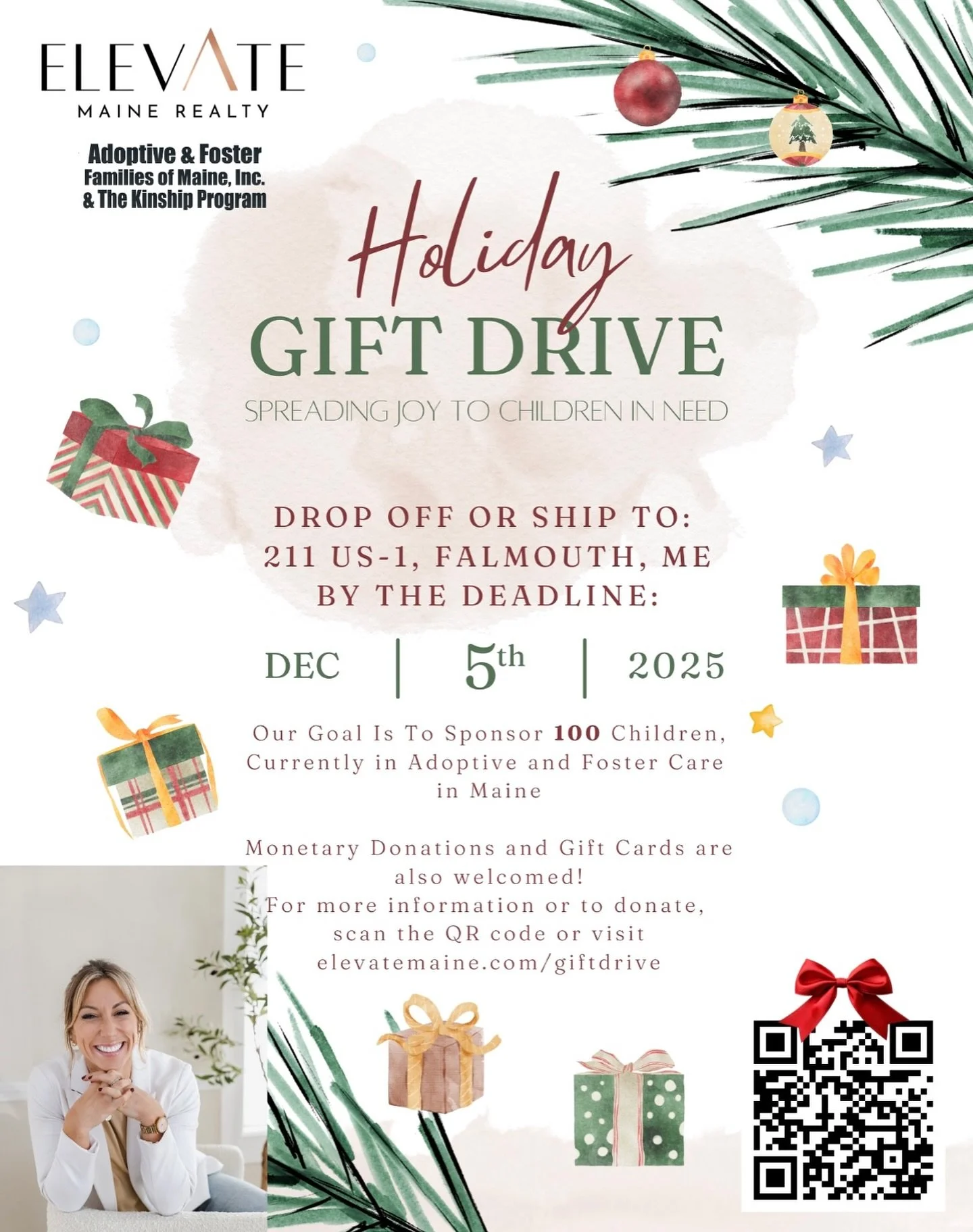 It&rsquo;s that time again 🤍 Elevate Maine Realty is hosting our 5th Annual Holiday Gift Drive for Adoptive &amp; Foster Families of Maine and every year, because of all of YOU, we&rsquo;re able to sponsor more and more kids across the state.

This 
