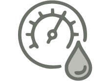 An icon of a gauge with a droplet of liquid, representing heat level of sauna