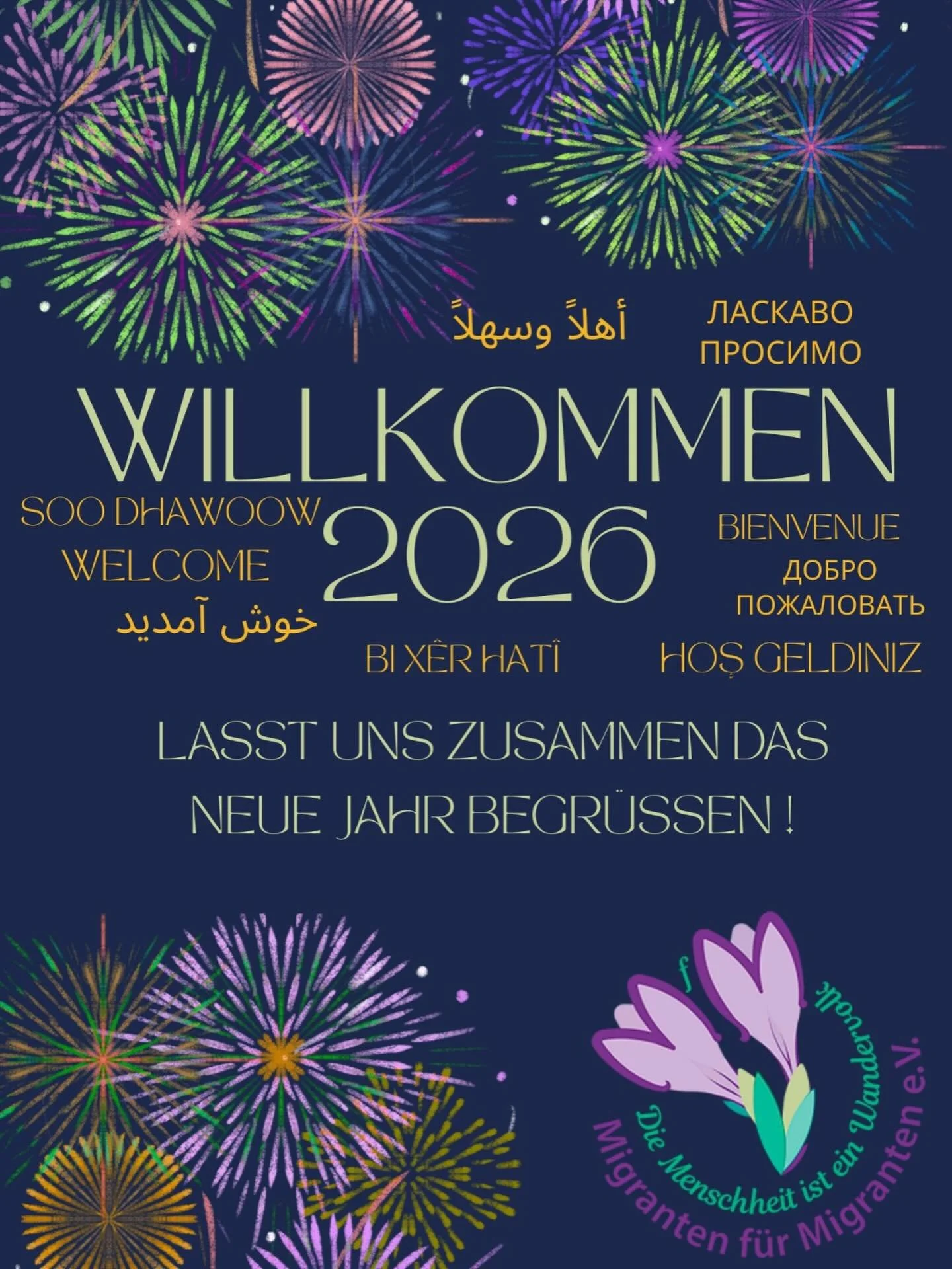 Migranten f&uuml;r Migranten e.V. w&uuml;nscht allen ein gl&uuml;ckliches neues Jahr 2026! 
Unsere Pause ist vorbei und wir starten wieder mit unserem vielf&auml;ltigen Kursangebot. 
🔗F&uuml;r mehr Infos, Start-Termine und Inhalt: https://sway.cloud