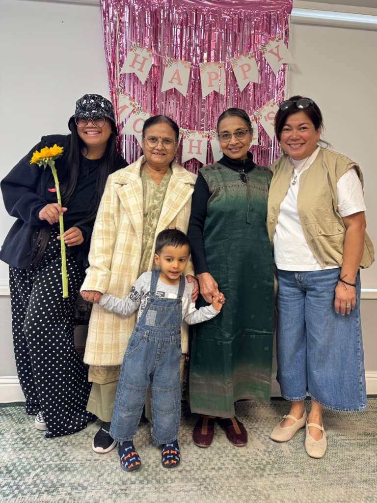 A family celebrate Mother's Day