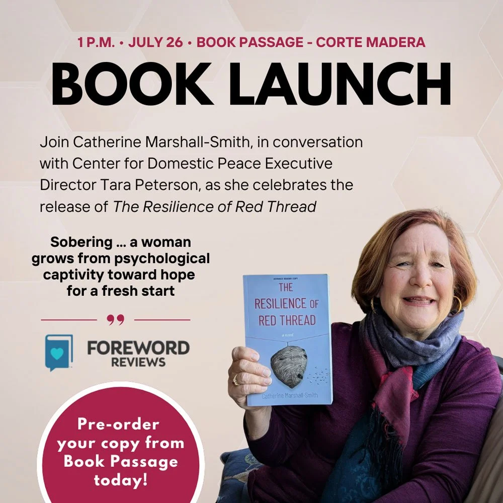 Past event Book Launch graphic with Cathrine holding her book along with date and location
