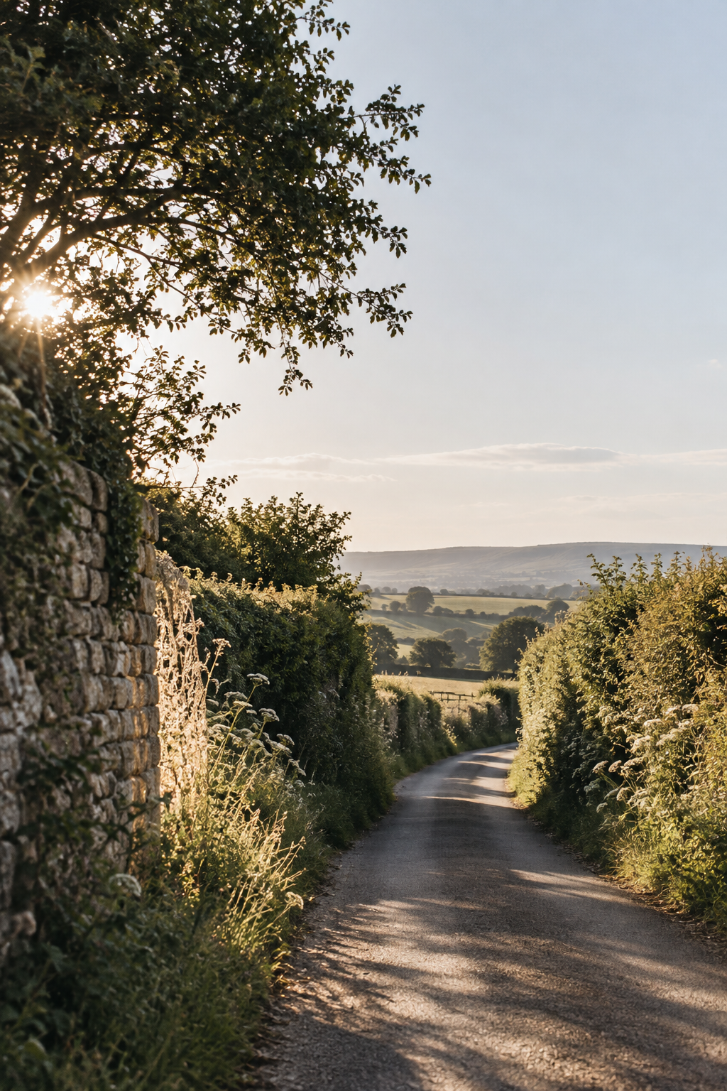 Country lane through the Somerset countryside near Batch Nurseries
