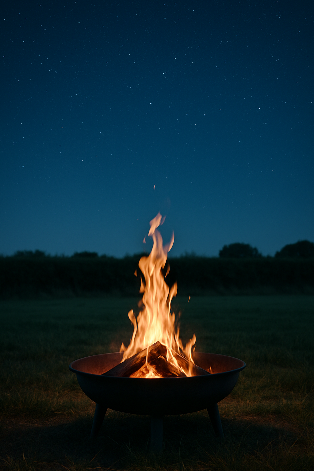 Campfire in a raised fire pit