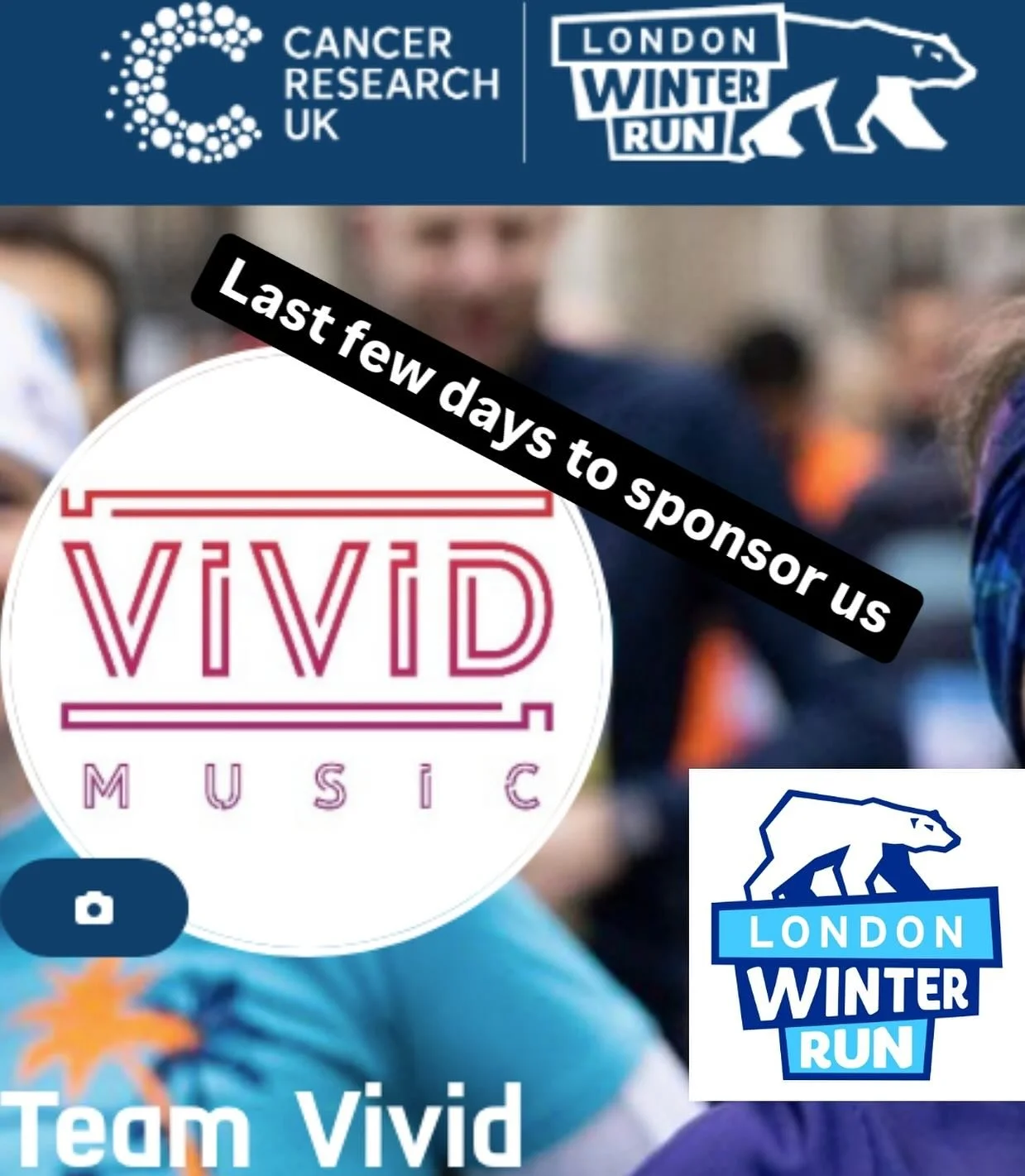 Team Vivid are participating in the Winter 10K this Sunday,  and raising funds for Cancer Research UK. Just a few days to go if you want to sponsor us.  Tap the link in our bio to help raise funds. 🙏☀️🏃🏃&zwj;♀️🏃&zwj;♂️#londonwinterrun