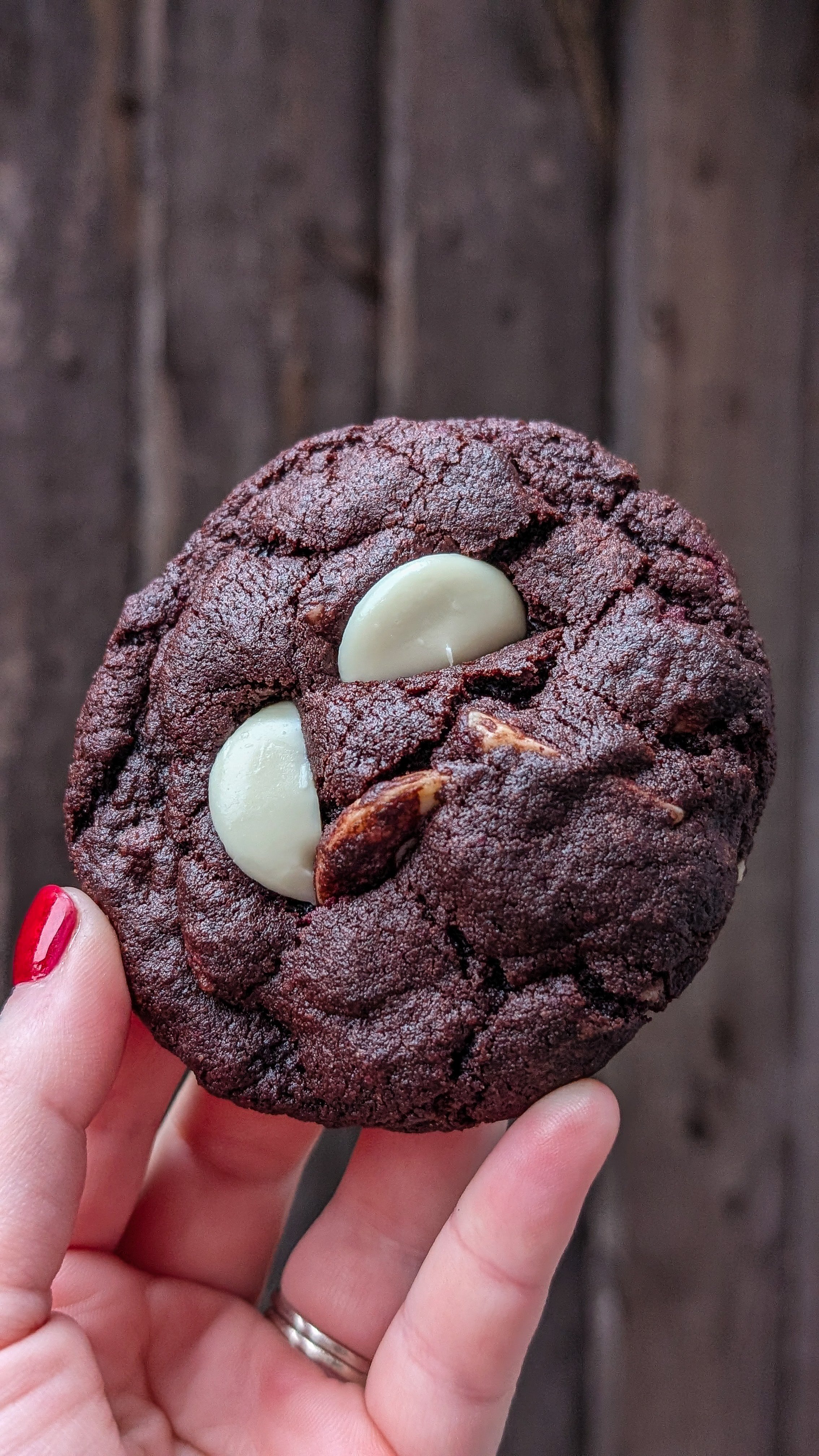 Red velvet white choc cookies