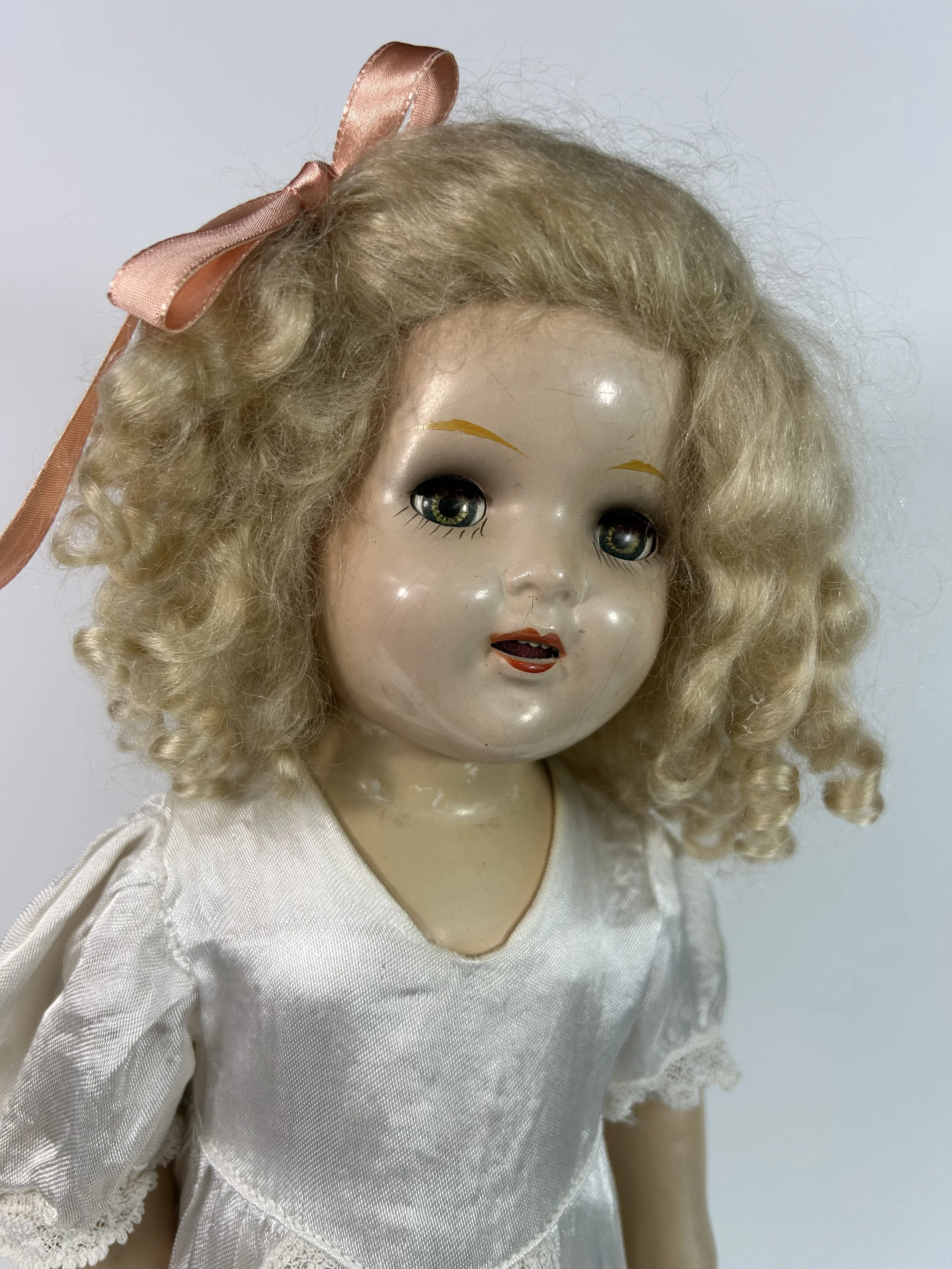 Unmarked 18" girl doll with mohair wig, 1940s