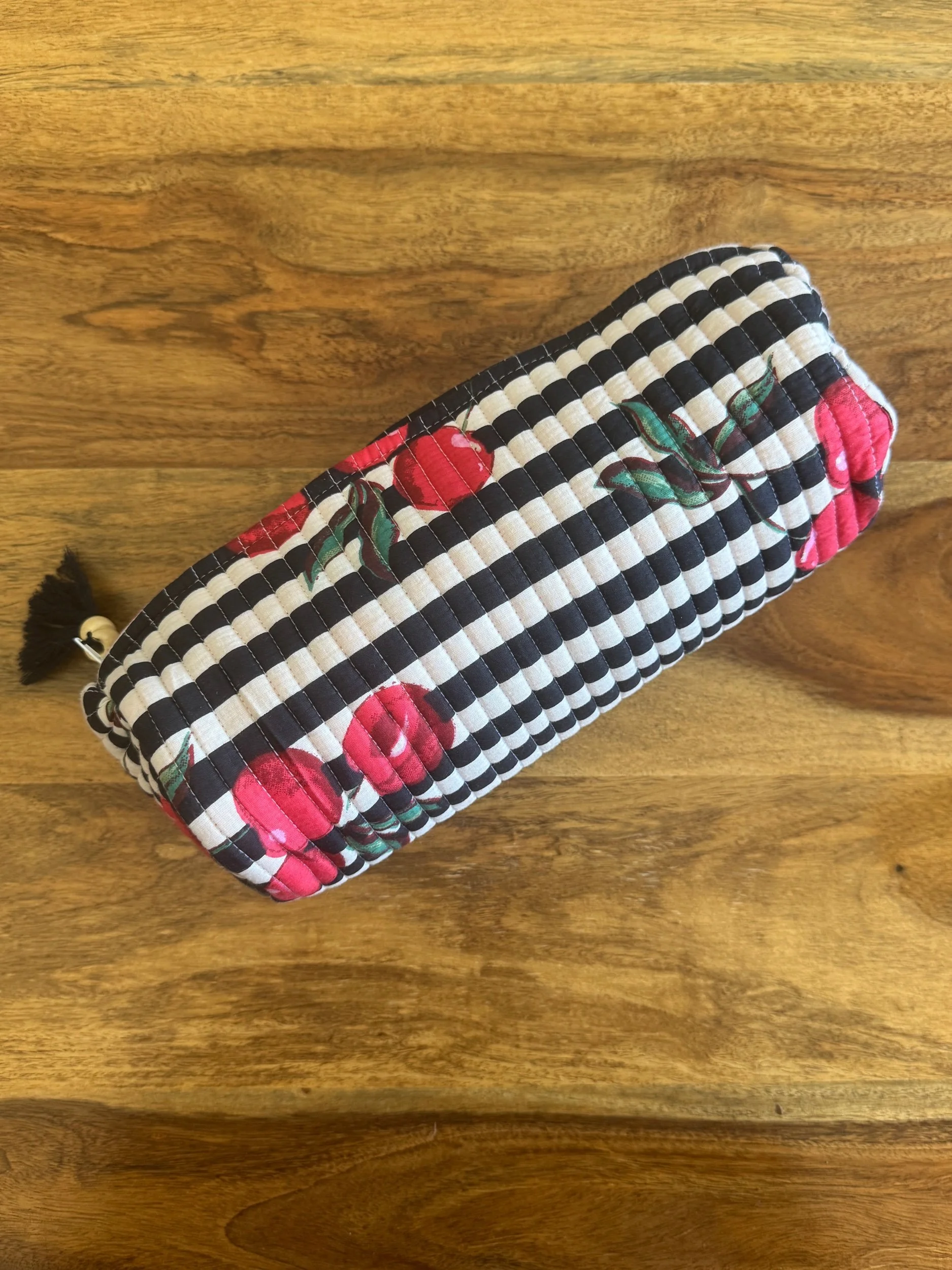 Cotton Quilted Accessory Pouch- Khisa (Pocket)- Black