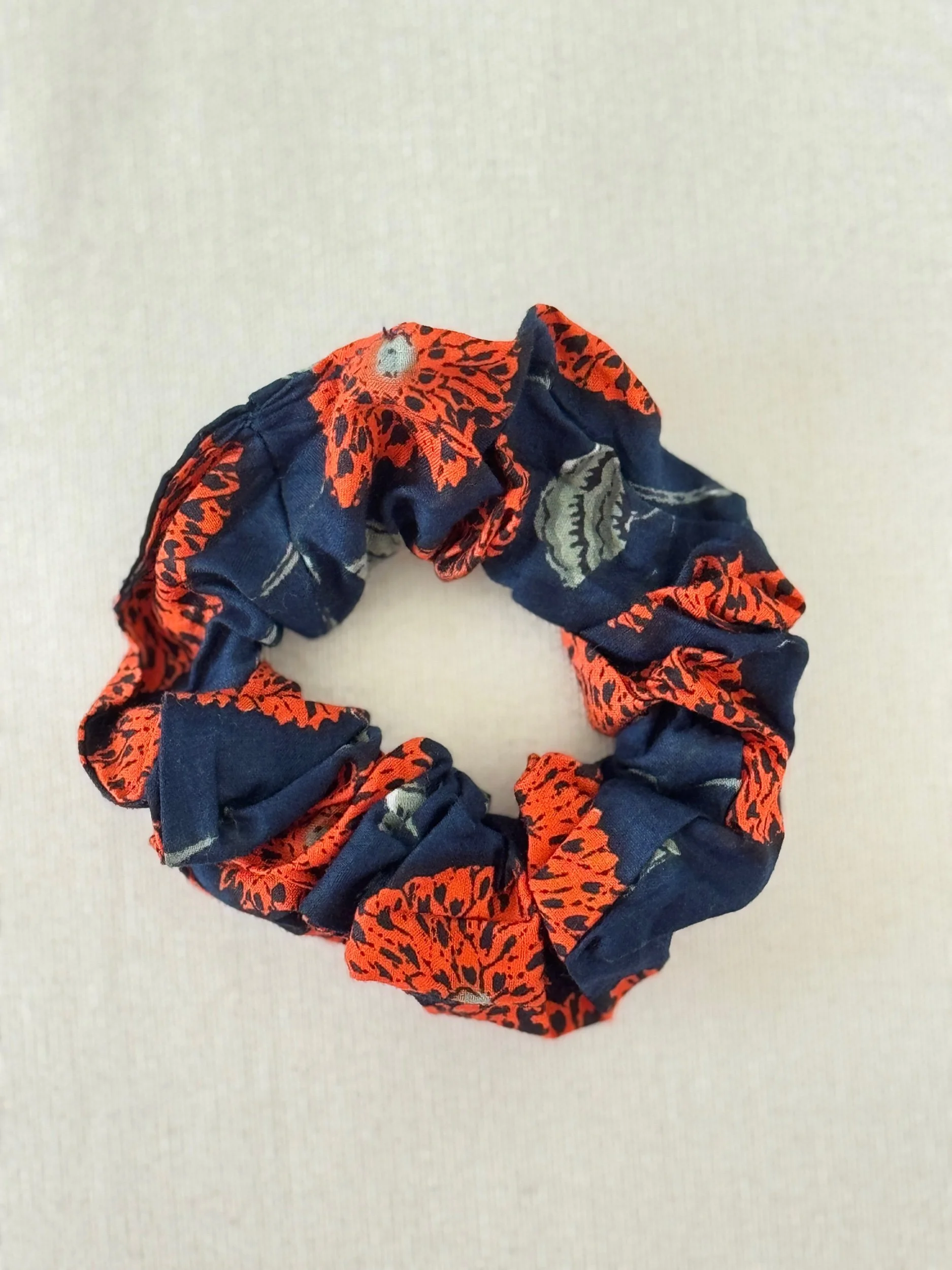 Upcycled Cotton Scrunchies – Lightweight Hair Accessory– Navy Blue
