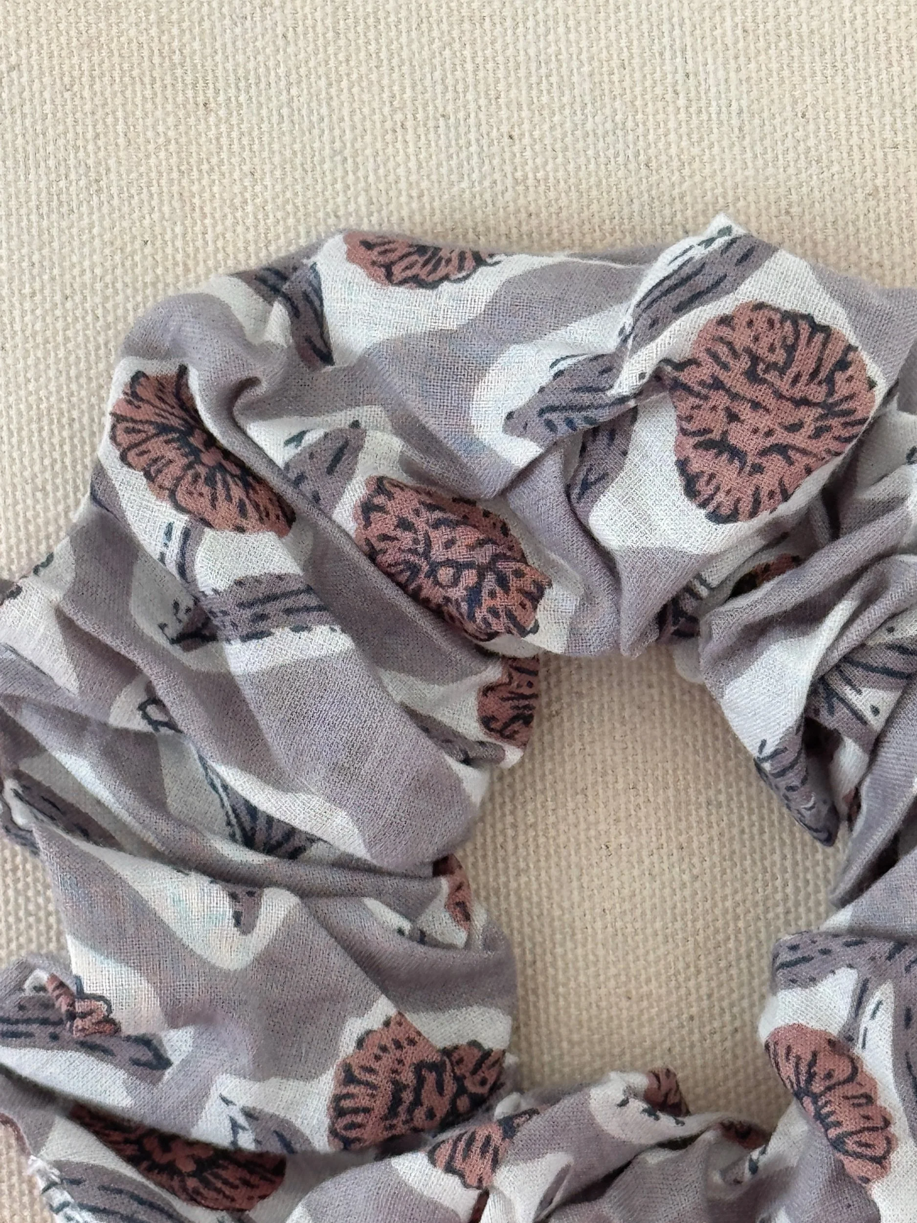Upcycled Cotton Scrunchies – Lightweight Hair Accessory– Light Grey