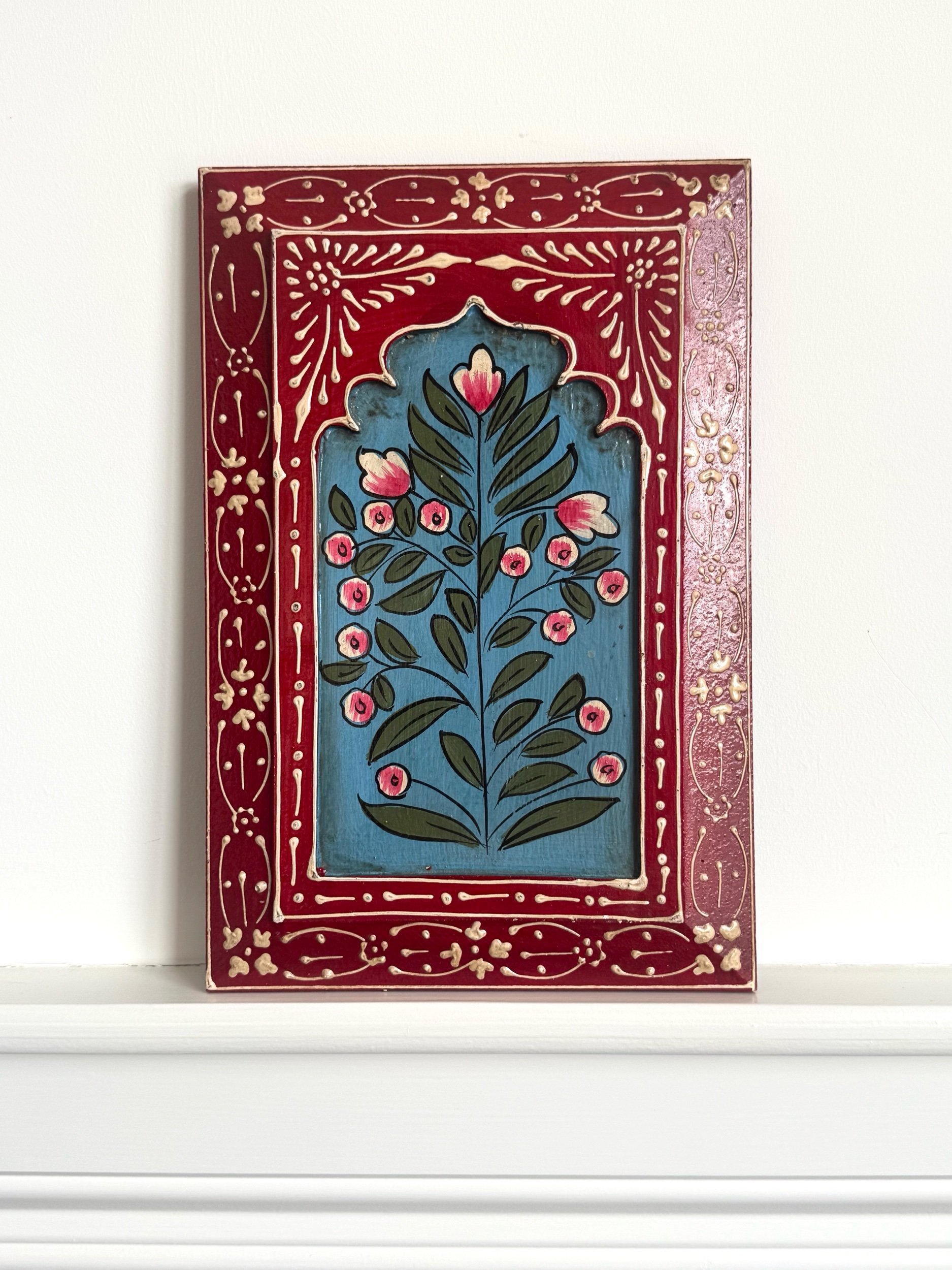 Handpainted Jharokha Wall Plates- Jodhpur- Red