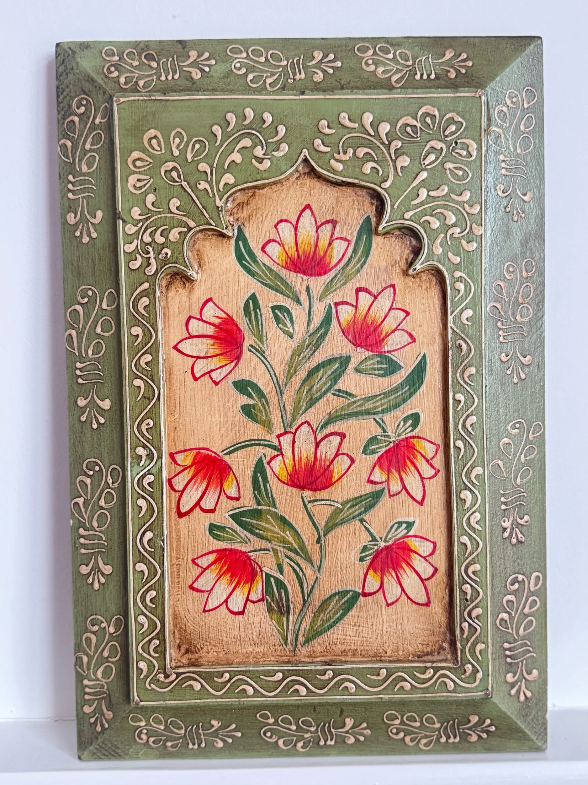 Handpainted Jharokha Wall Plates- Jodhpur- Green