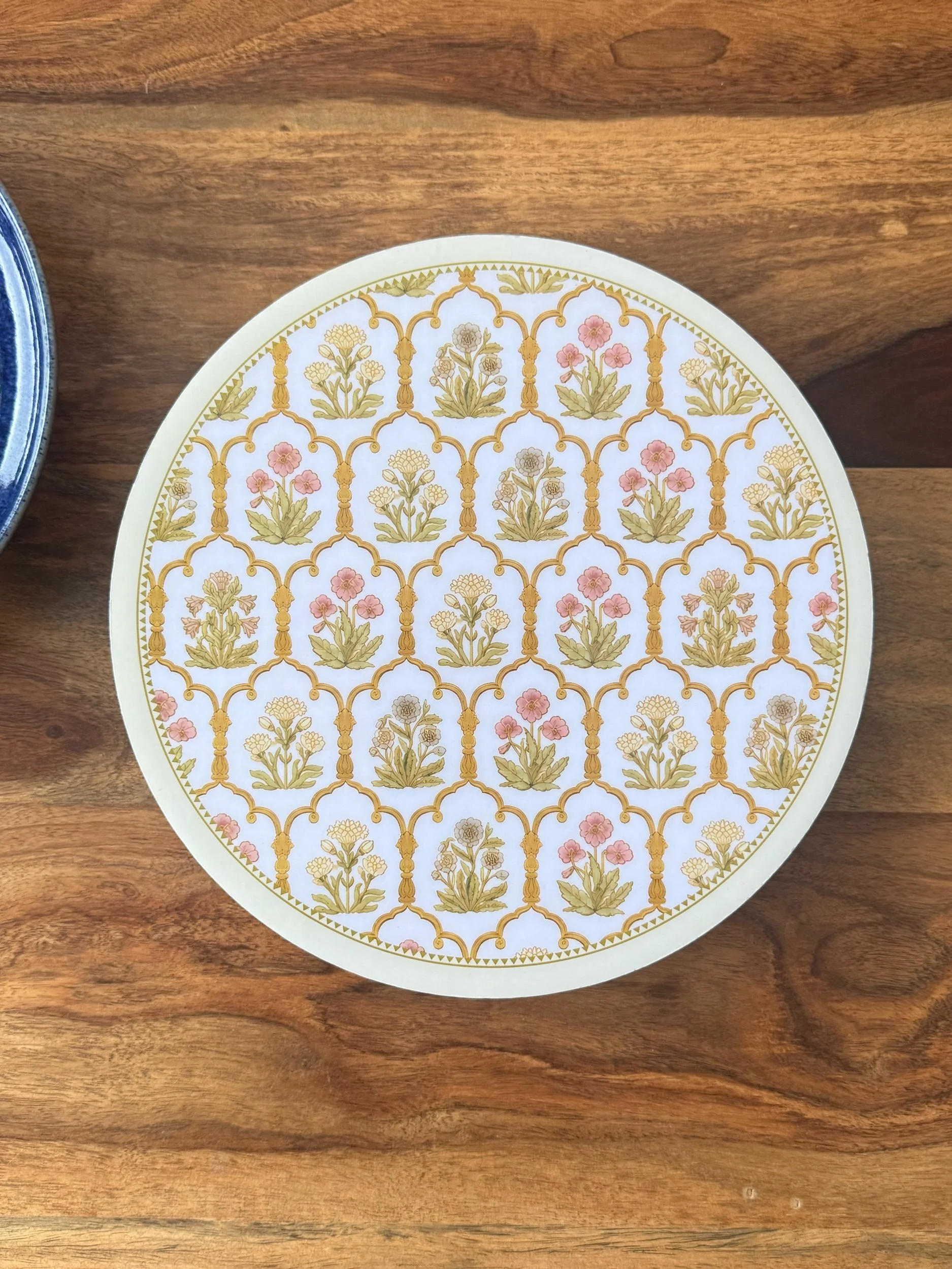 Placemat- Round- Jharokha (White)