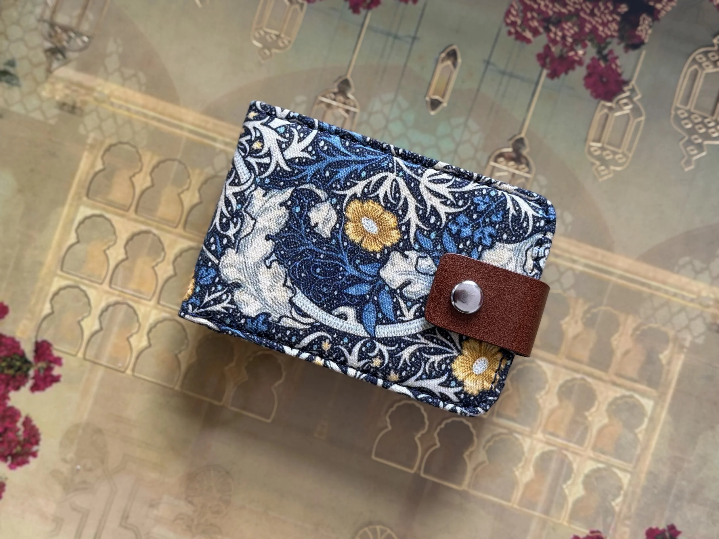 Printed Cotton Lipstick Case: Midnight Navy & Mustard Yellow