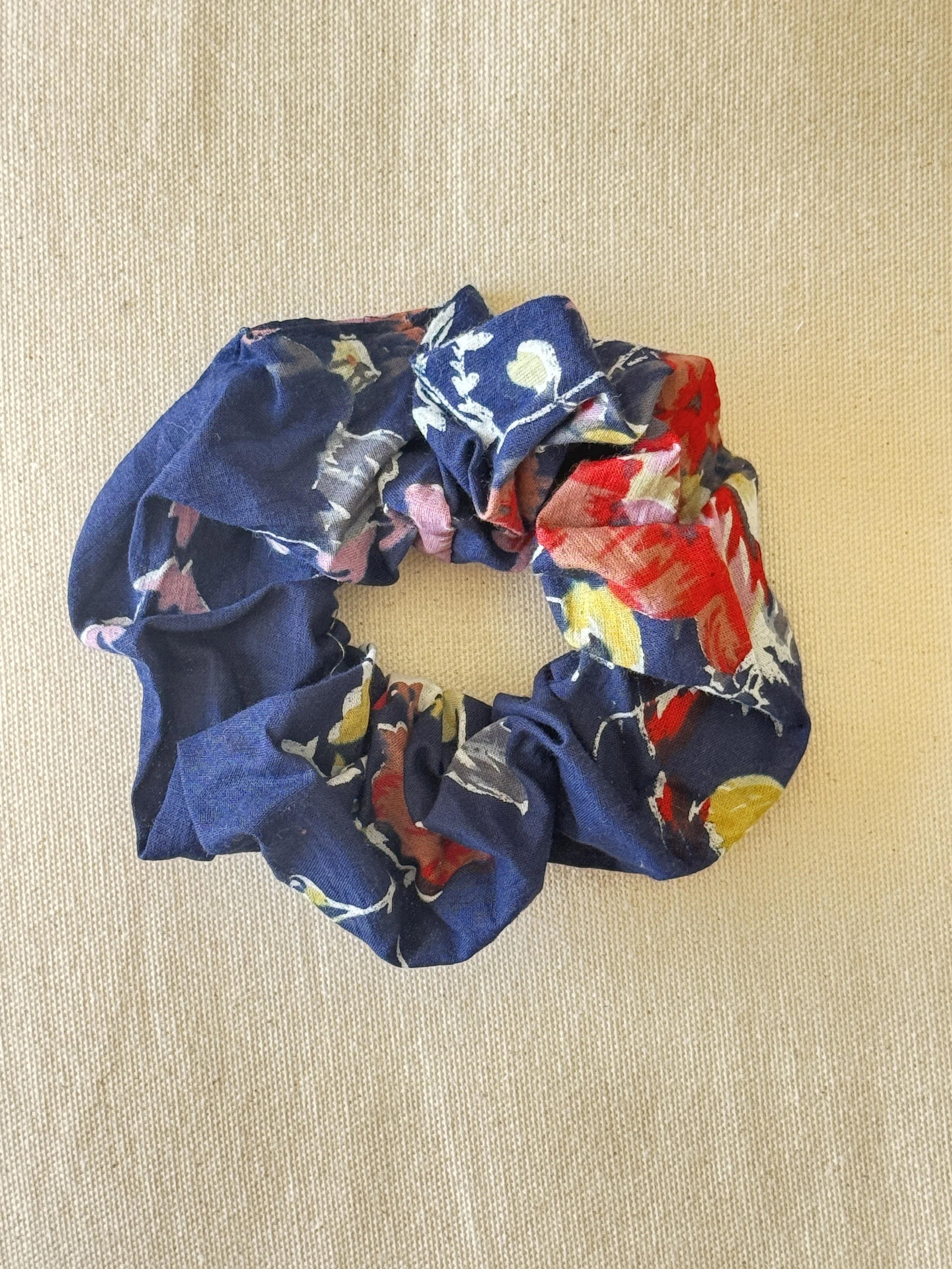 Upcycled Cotton Scrunchies – Lightweight Hair Accessory– Navy Blue