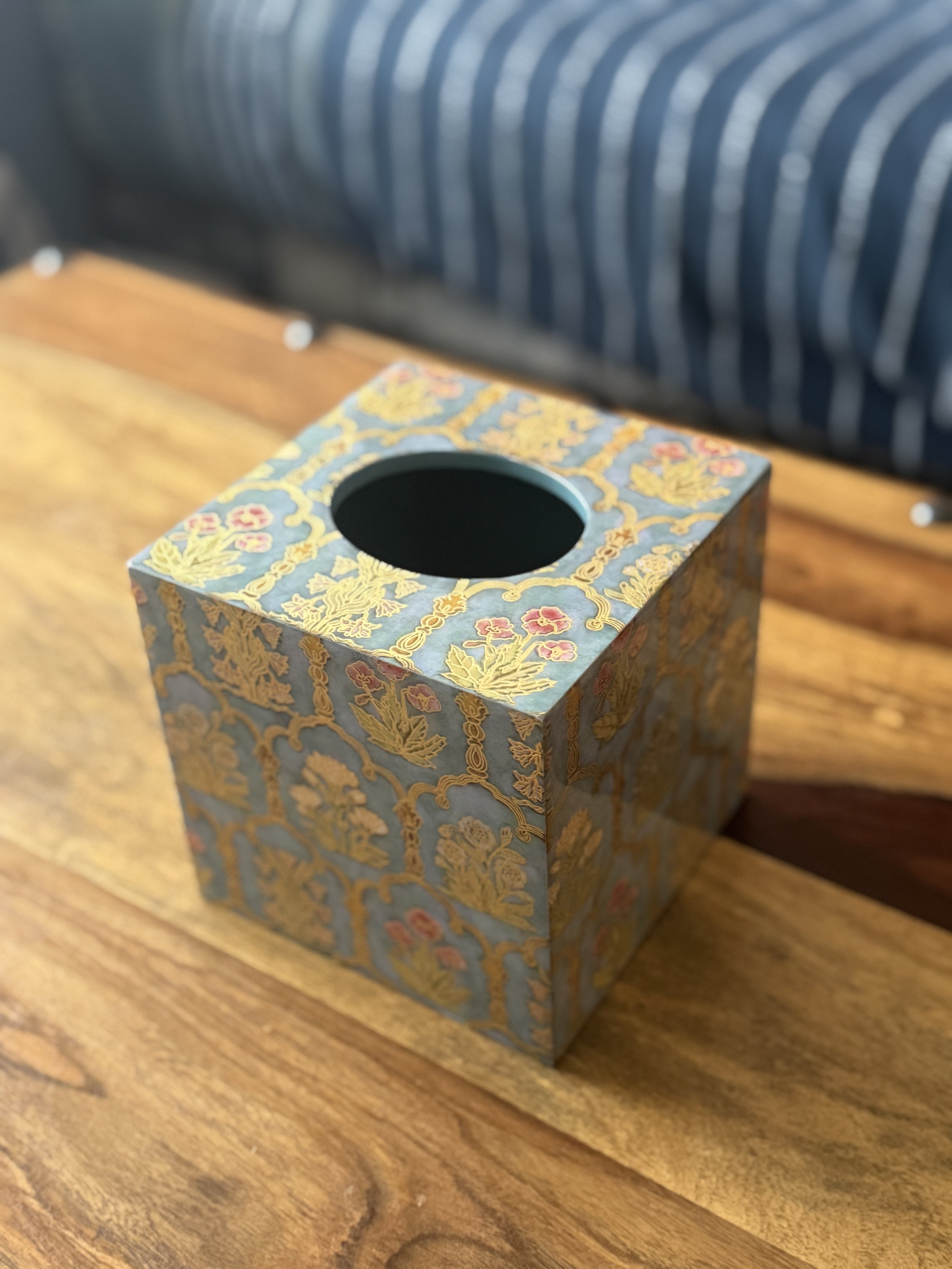 Tissue Box Cover Cube- Mahraab (Arch)- Light Blue