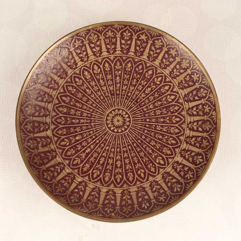 Brass Fruit Bowl- Red & Gold