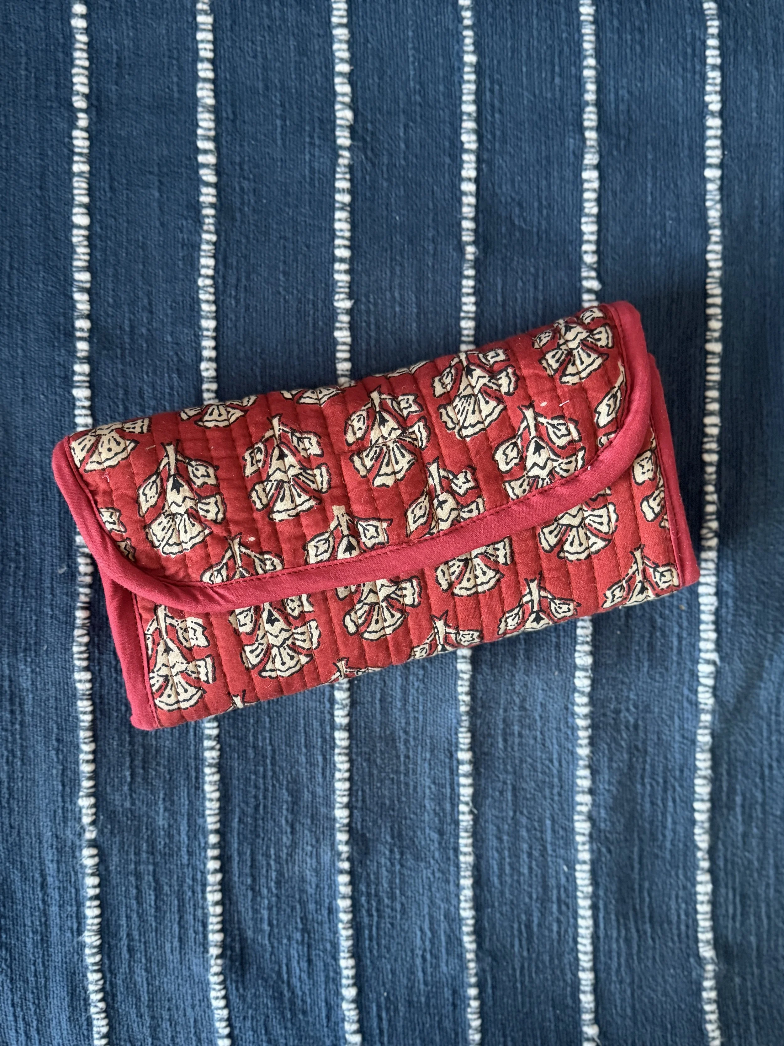 Roll Up Toiletry Organiser Pouch- Toli (Group)- Rustic Red