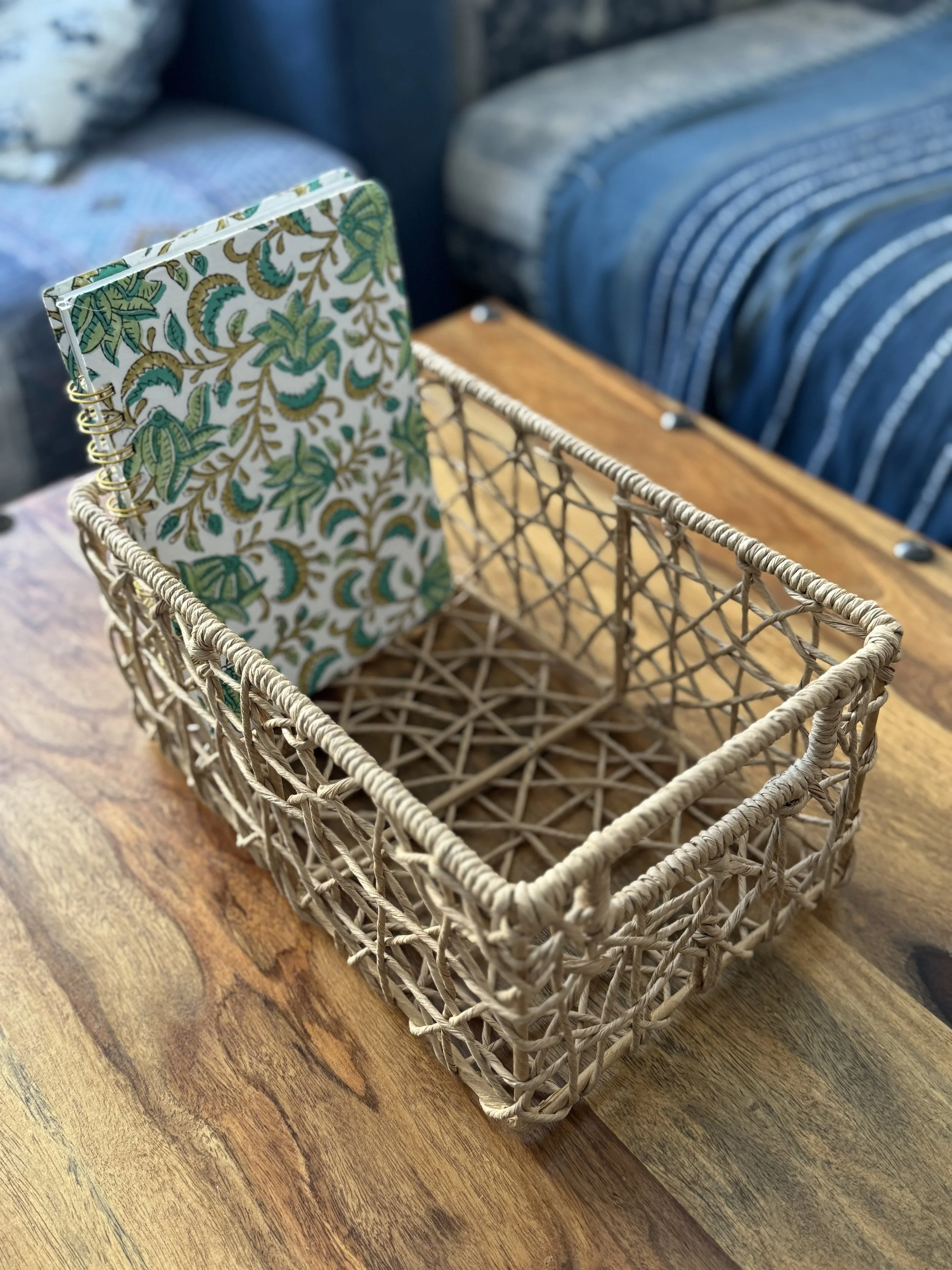 Raffia Paper Storage Caddy - Natural