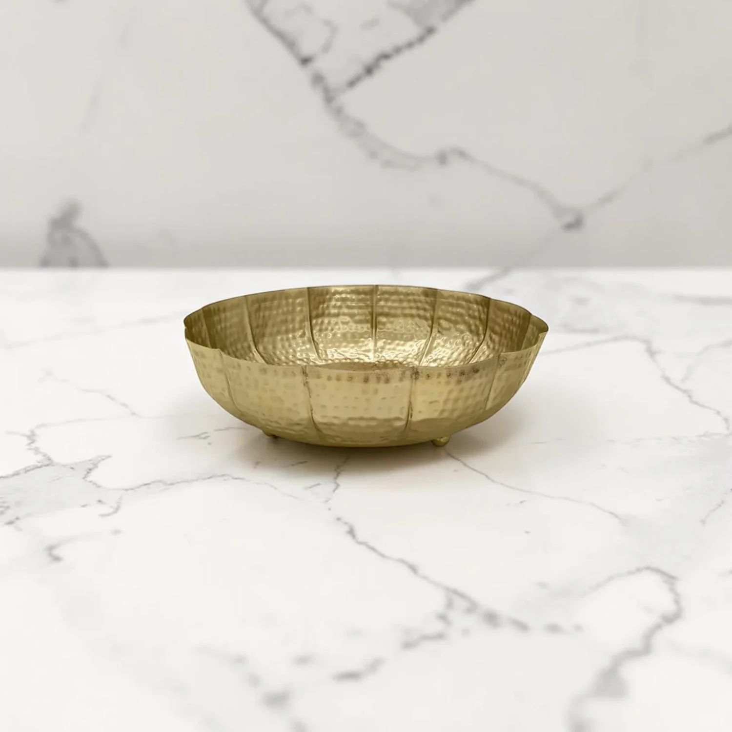 Hand- etched Decrative Bowl- Golden Finish- Stripes