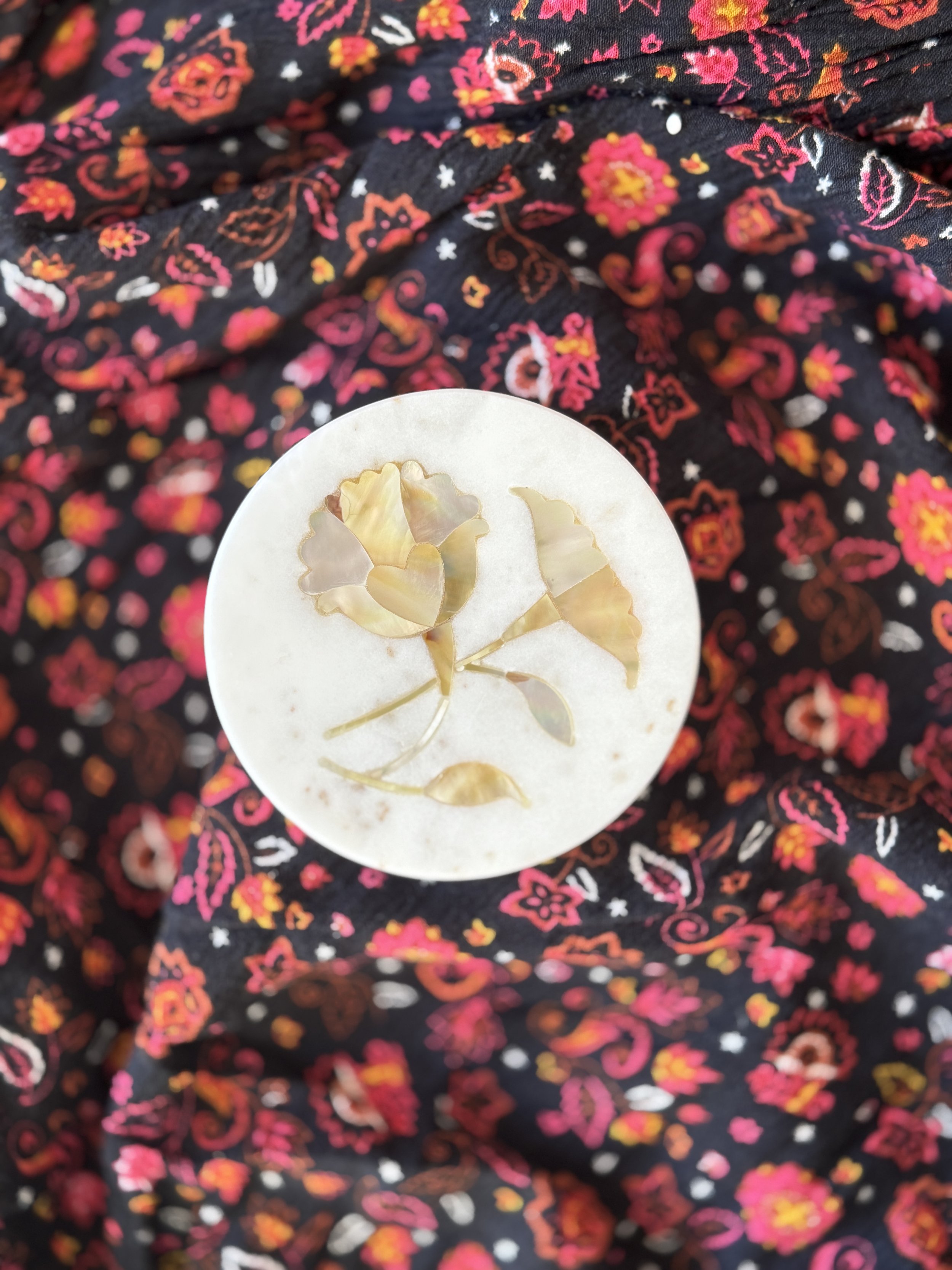 Marble Set of 4 Coasters- Inlay - Taj Mahal