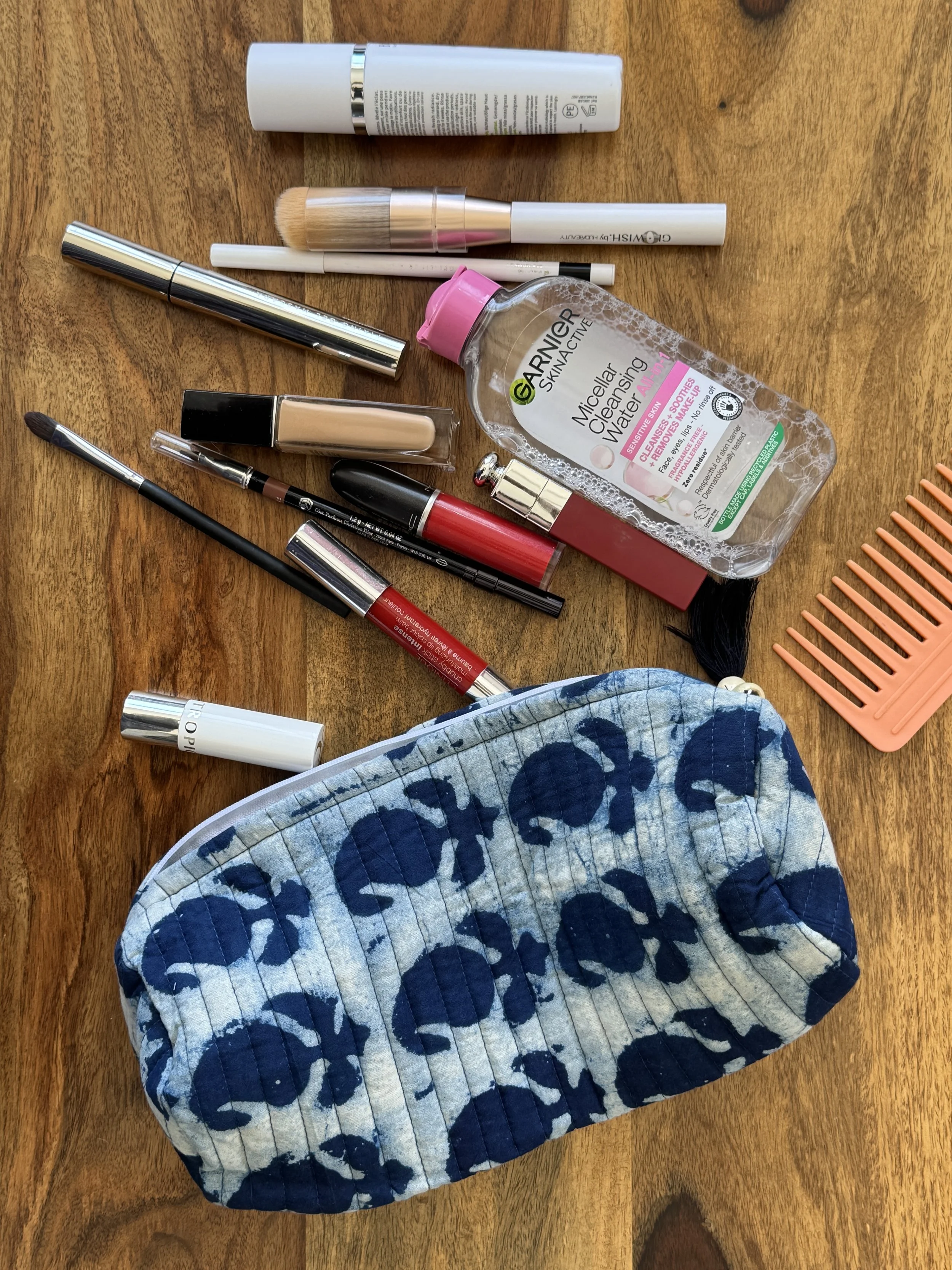 Cotton Quilted Pencil Pouch- Khisa (Pocket)- Indigo
