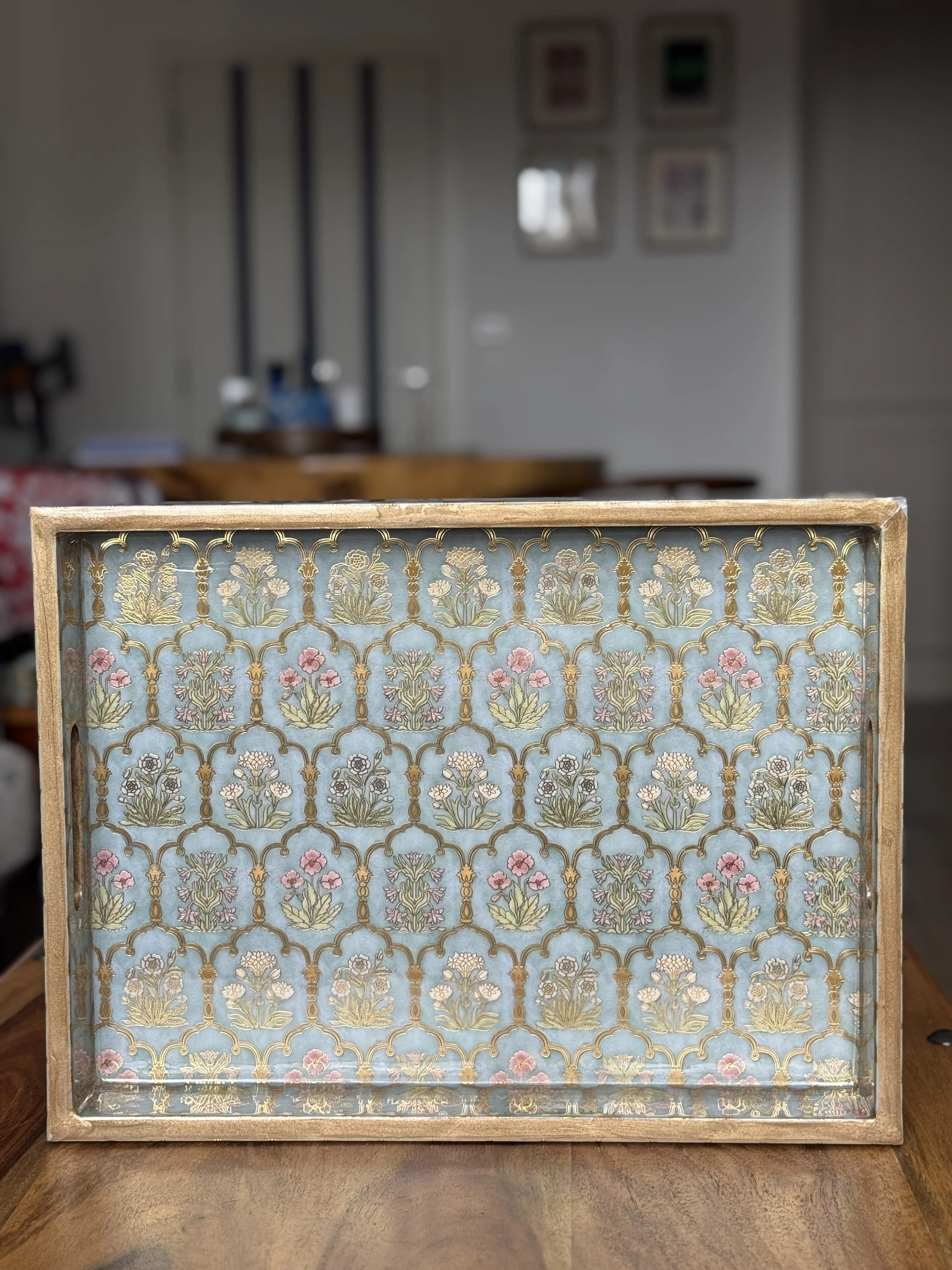 Lacquer Coated Wood Serving Tray- Mahraab (Arch)