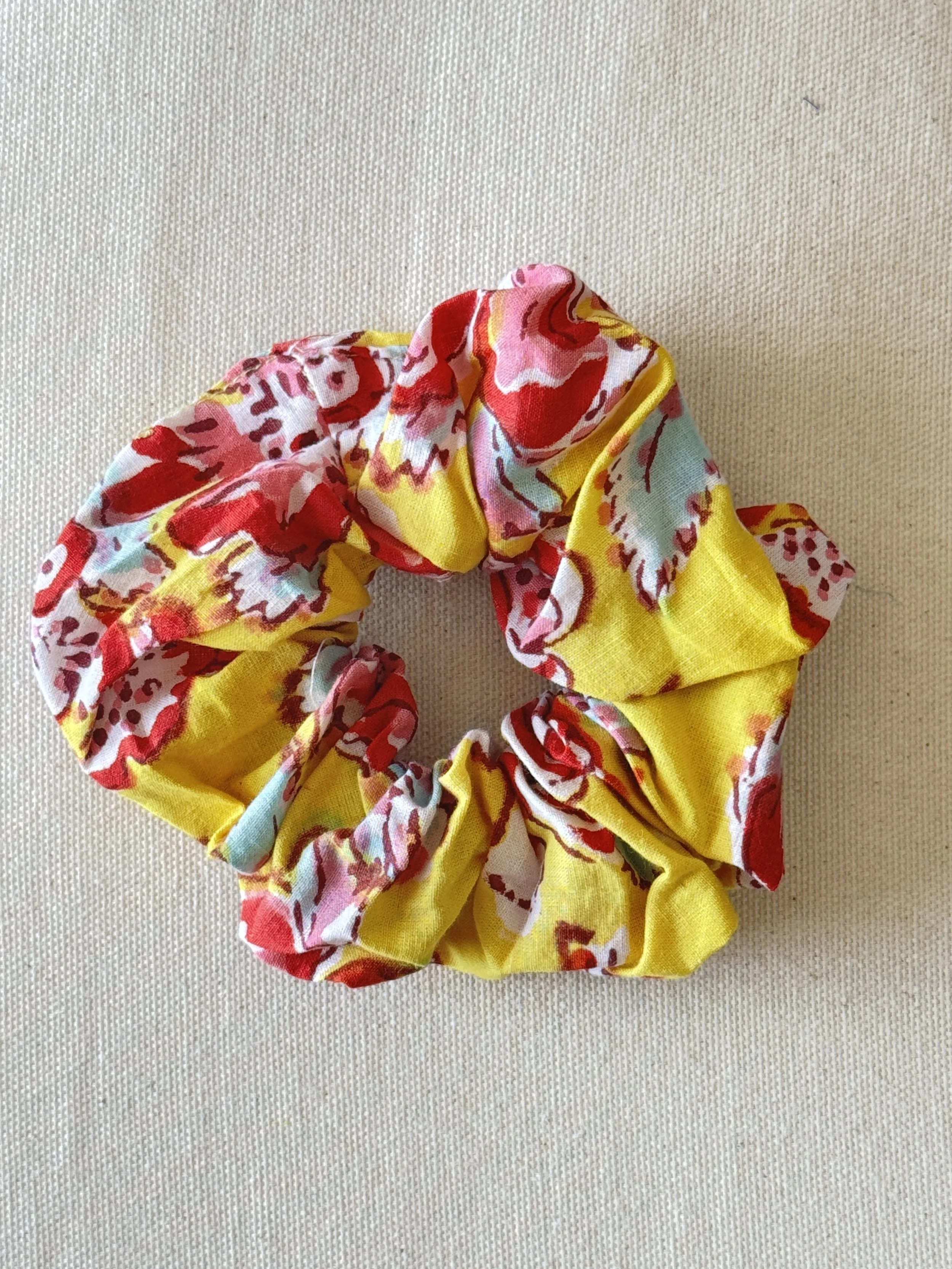 Upcycled Cotton Scrunchies – Lightweight Hair Accessory– Yellow