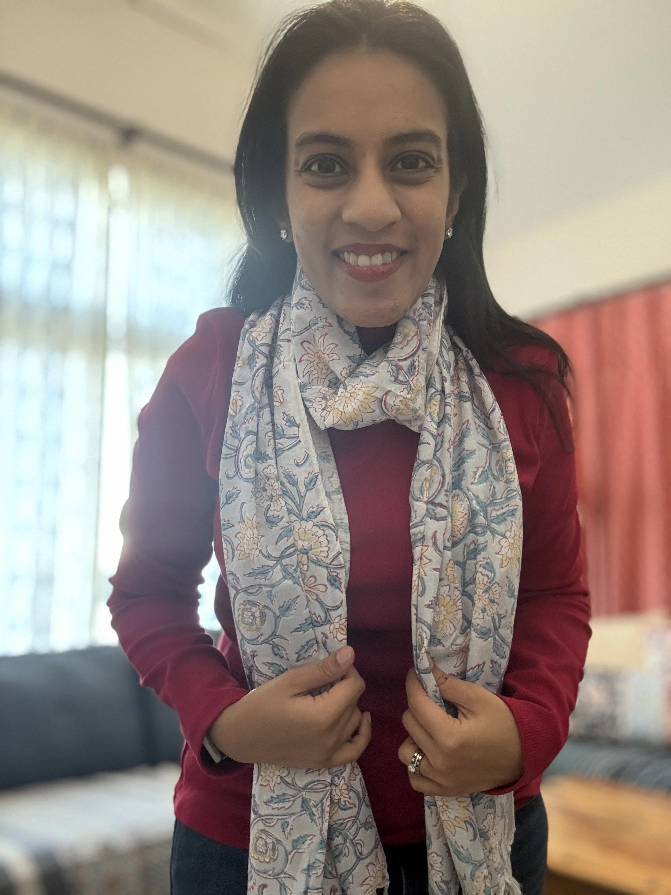 Cotton Scarf- Tarang (Wave)- Blue Grey