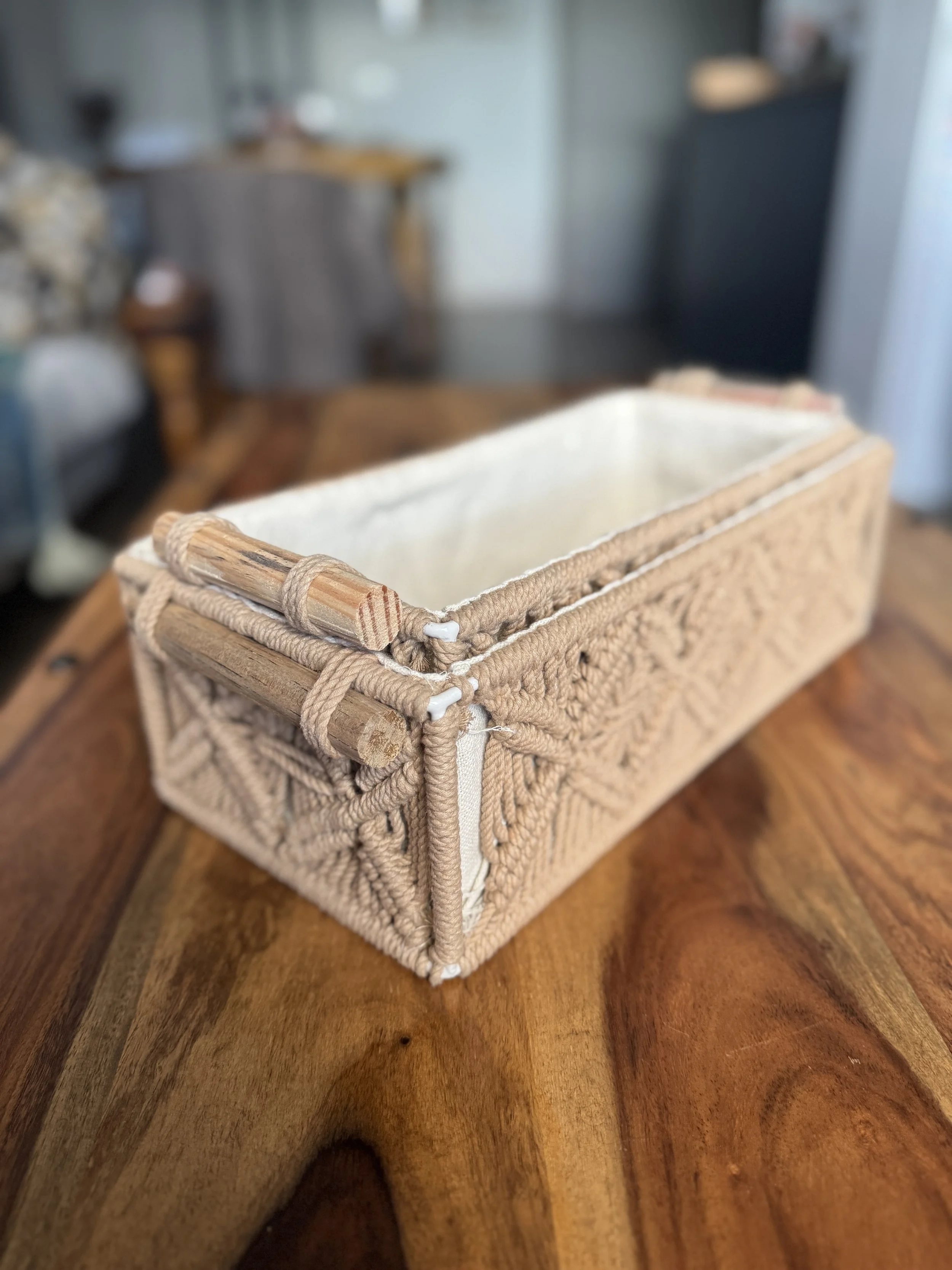 Set of Two Macrame Storage Baskets - Natural