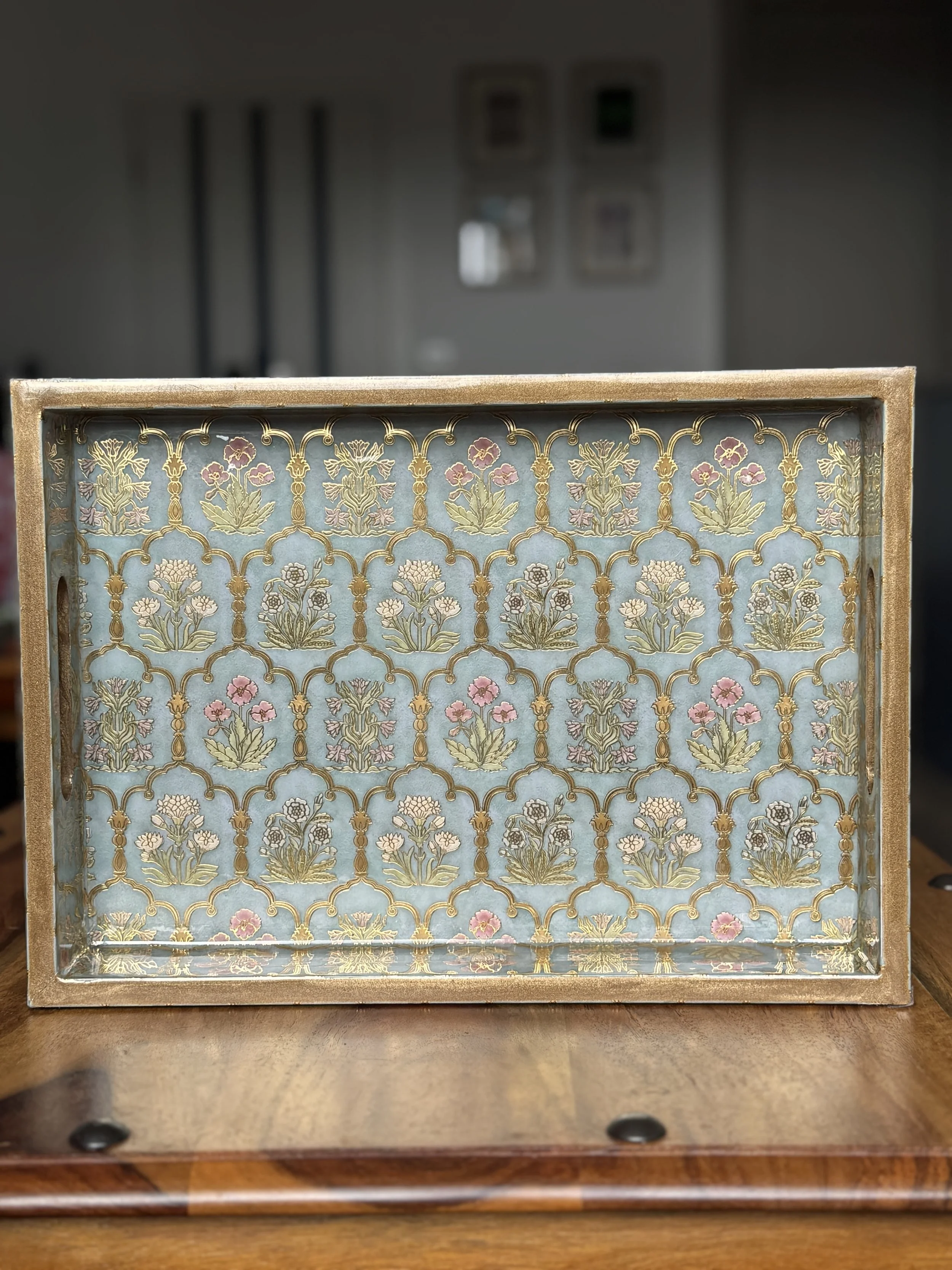 Lacquer Coated Wood Serving Tray- Mahraab (Arch)