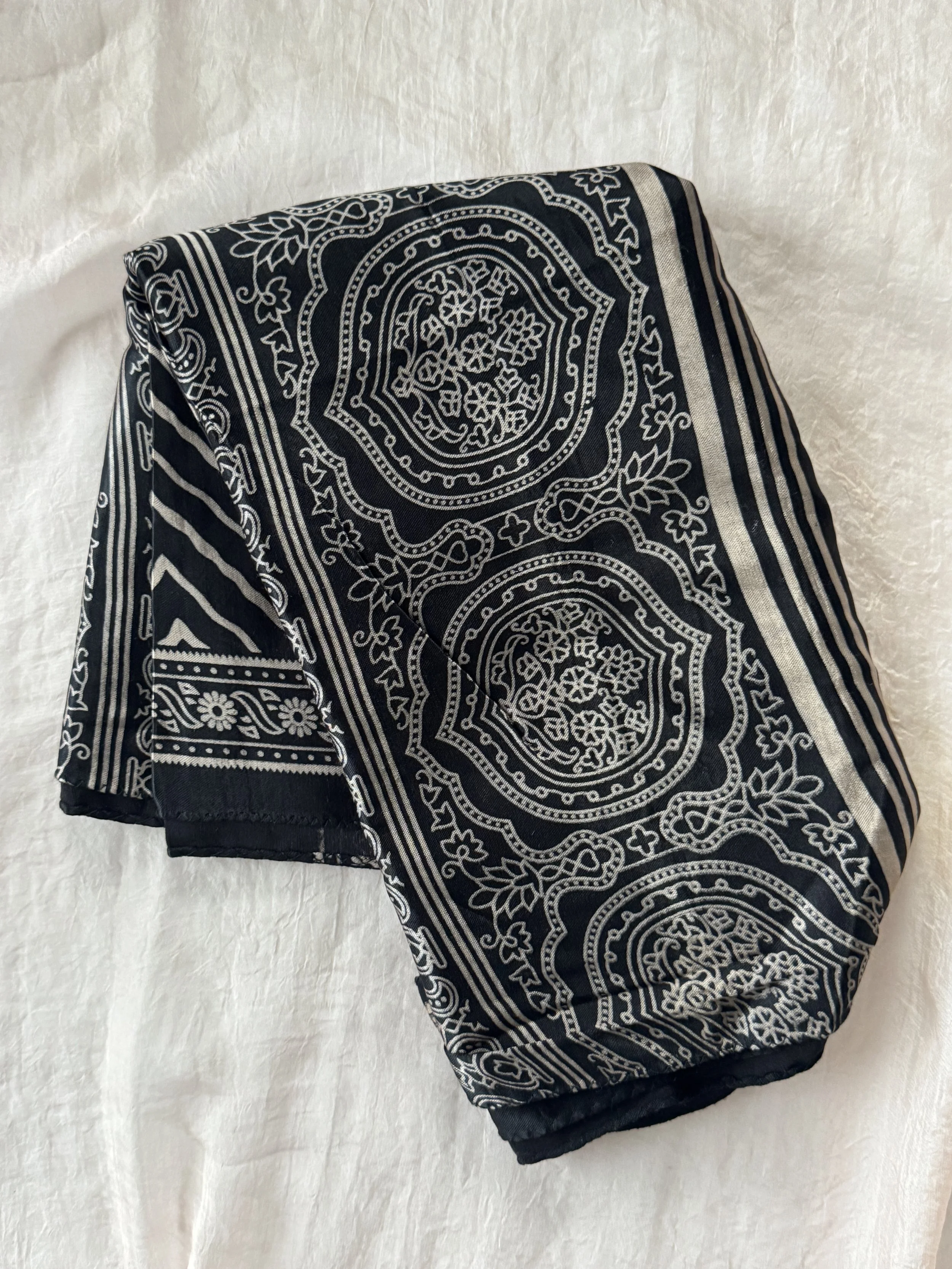 Mashru Silk Cotton Scarf- Komal (Soft)- Black