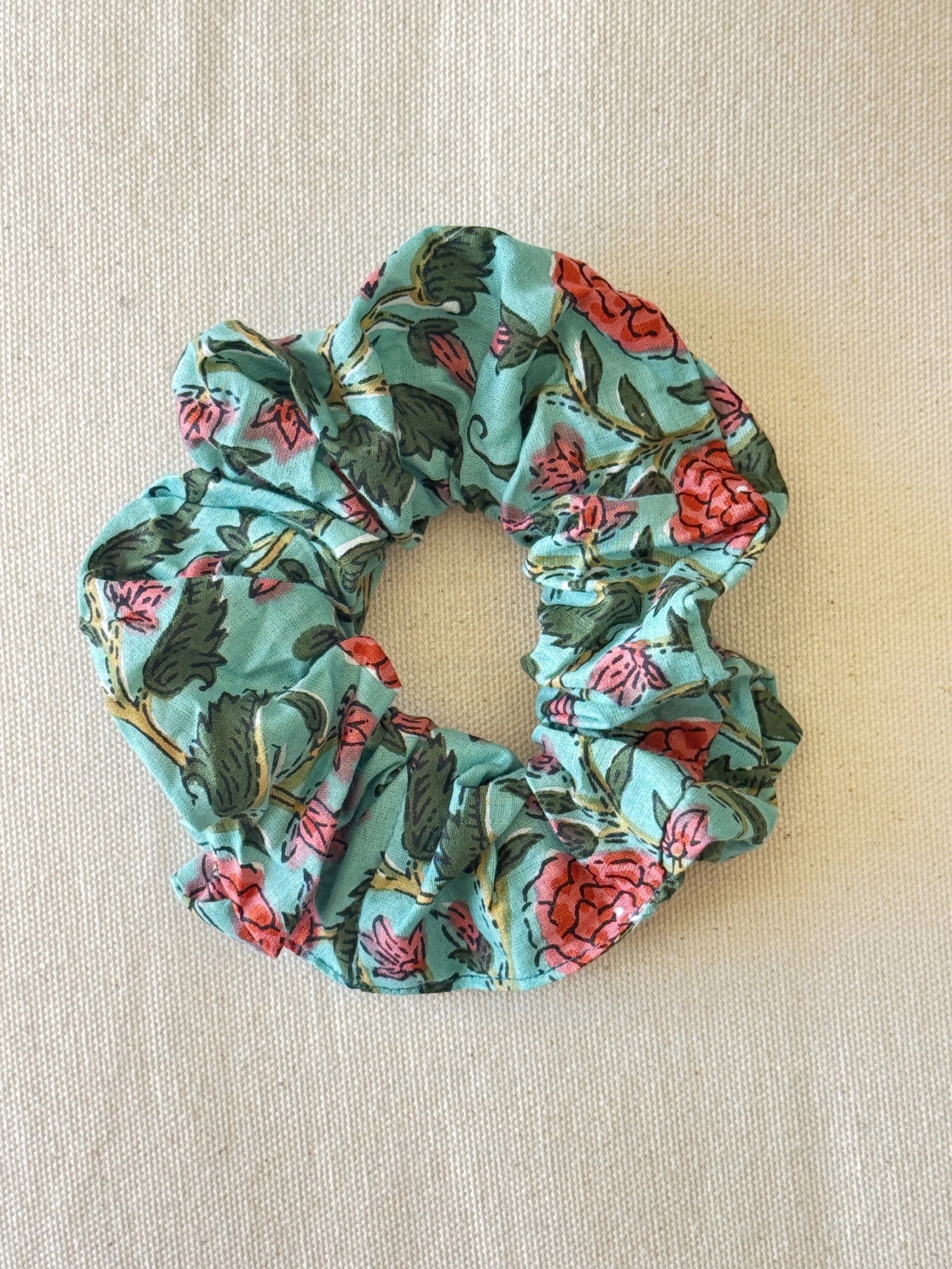 Upcycled Cotton Scrunchies – Lightweight Hair Accessory– Sea Green