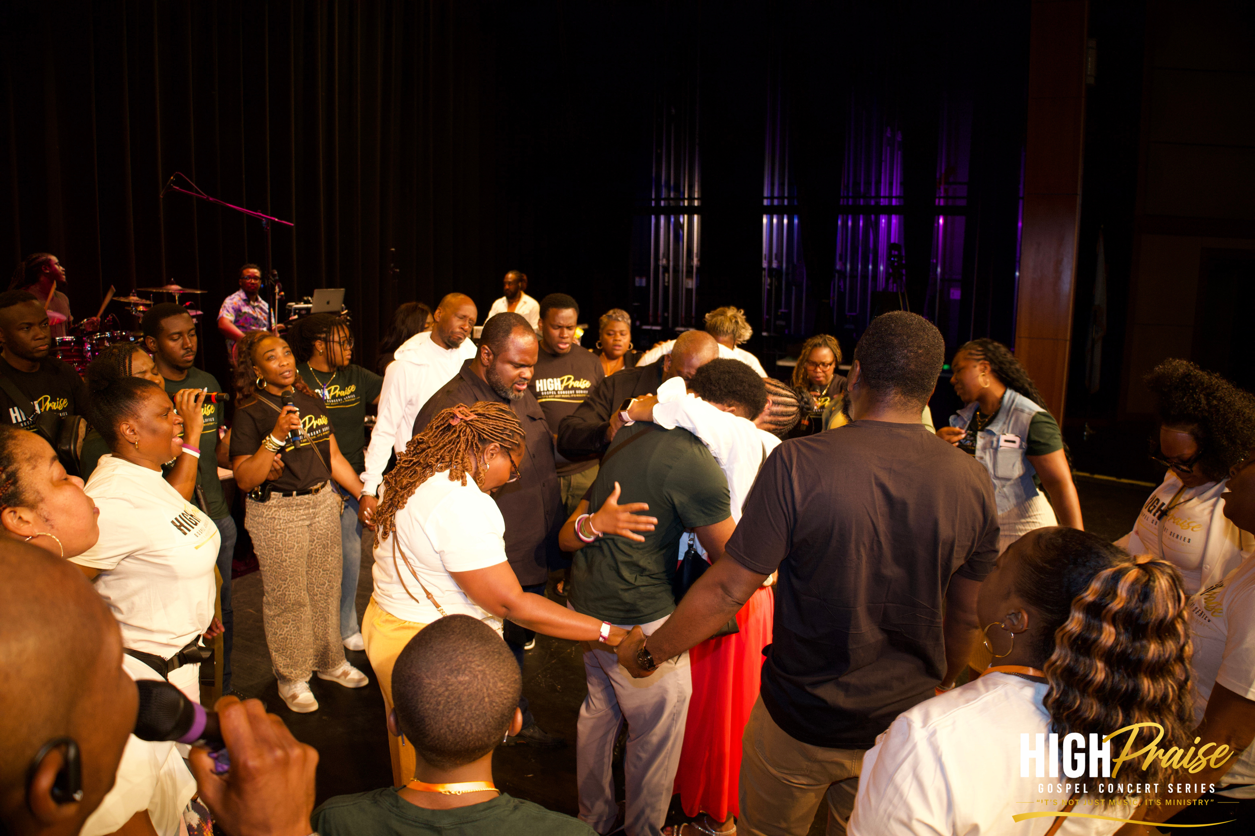 Prayer and ministry moment during High Praise Gospel Concert Series 2026